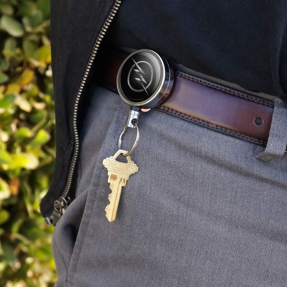 The Flash TV Series Zoom Logo Heavy Duty Metal Retractable ID Badge Holder - Key Card Tag Reel with Belt Clip for Security, Office, and Events