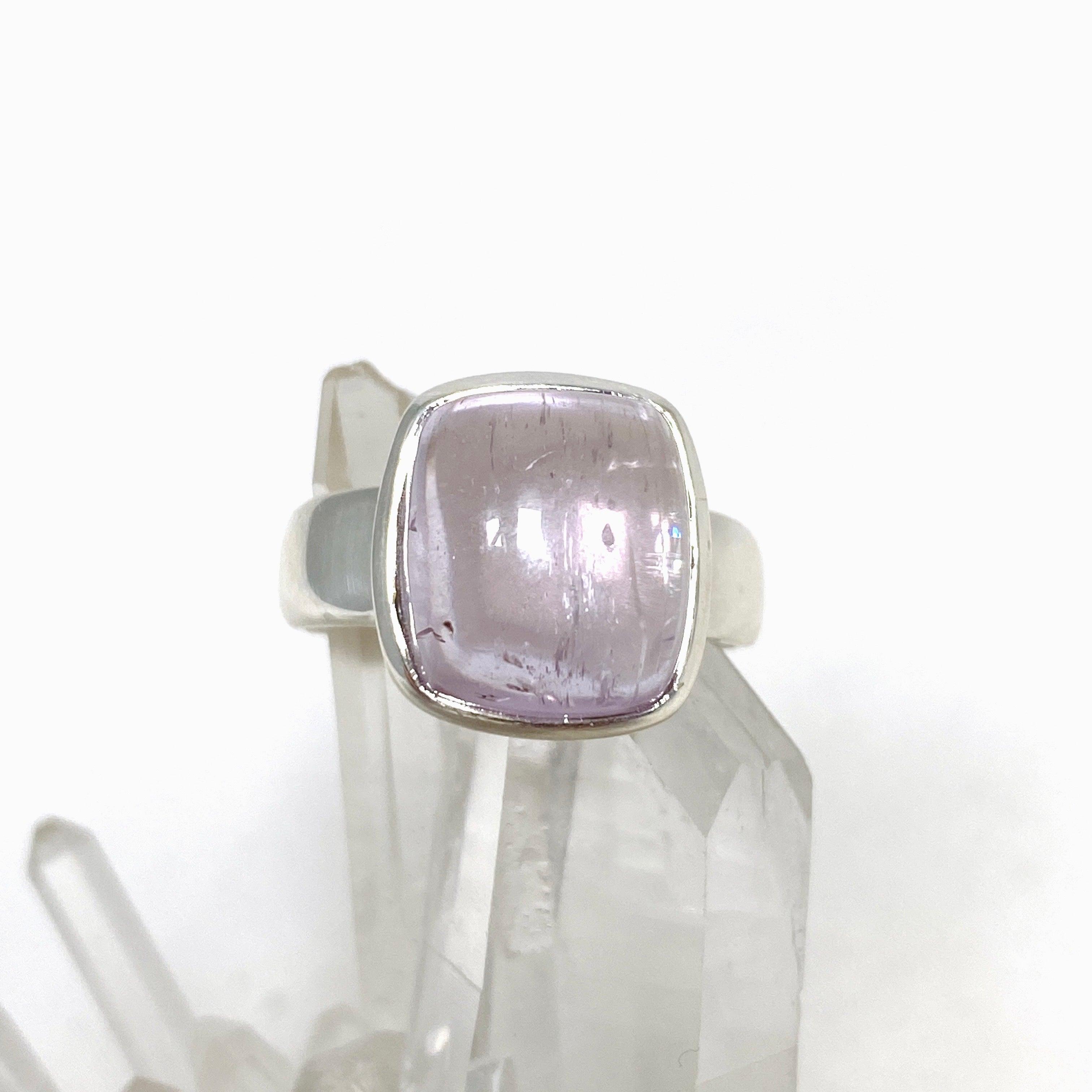 Kunzite Square Ring Size 7.5 PRGJ454 - Elegant Sterling Silver Jewelry for Women, Perfect for Weddings, Anniversaries & Special Occasions