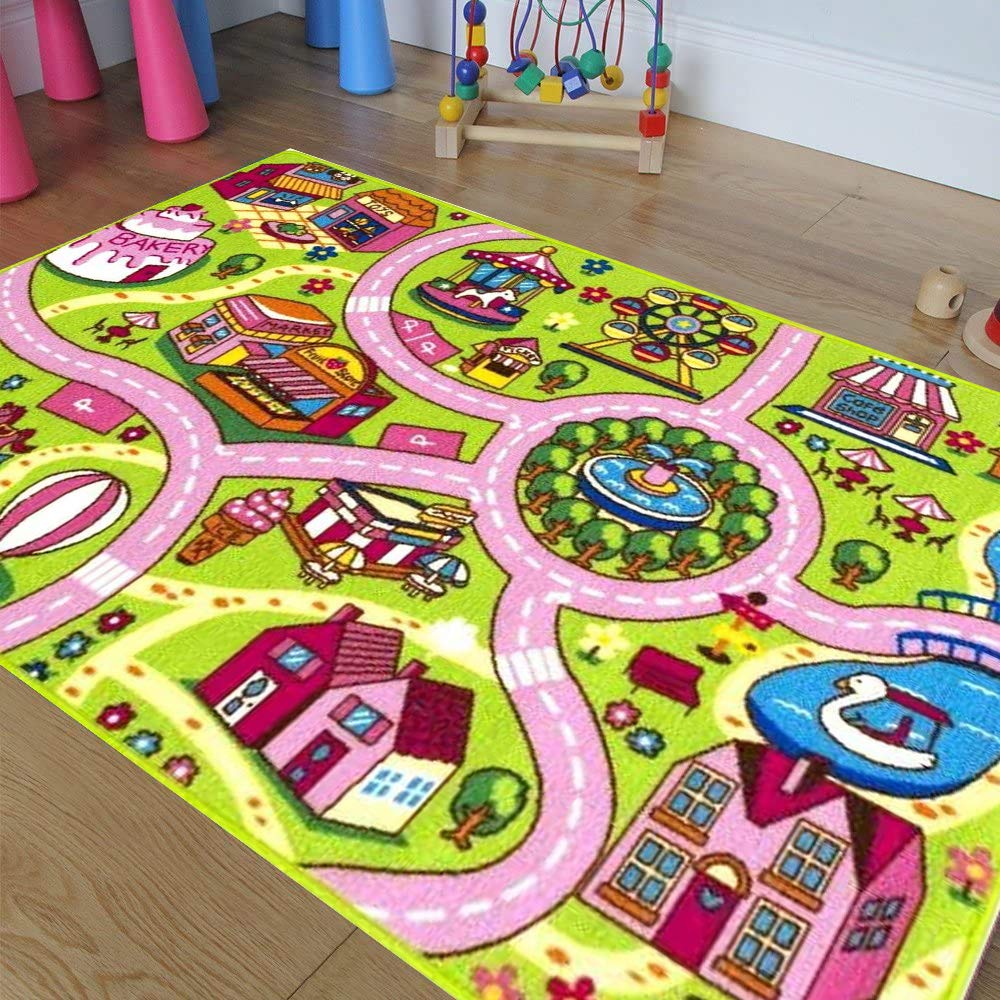 Champion Rugs 8x10 Feet Kids Road Map Play Mat - Educational Learning Carpet for Baby Room, Daycare, Classroom & Playroom - Perfect for Interactive Games & Bedroom Decor