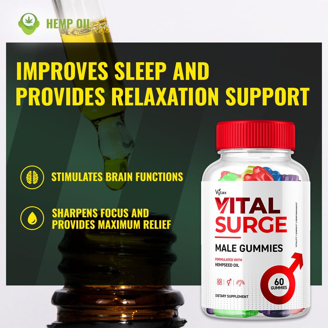 Vital Surge Men's Gummies (3 Pack) - 1000MG Max Strength Detox & Vitamin Supplement Chewables - All Natural Ingredients - 180 Gummies for Energy Boost & Immune Support - Perfect for Workout Recovery & Daily Wellness