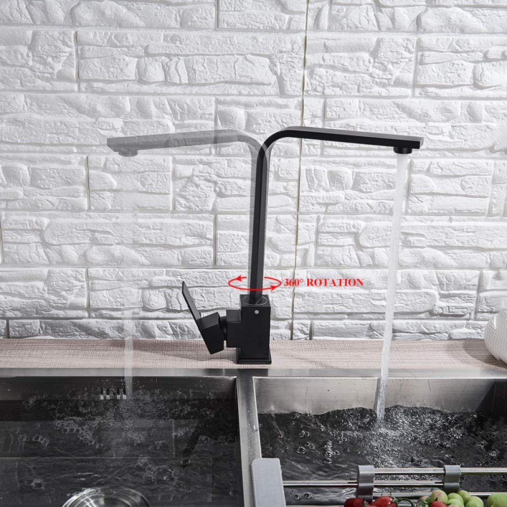 Stainless Steel Black Kitchen Faucet with Hot and Cold Water Mixer - Modern Pull Down Sprayer for Sink, Perfect for Cooking & Dishwashing (Commercial & Home Use)