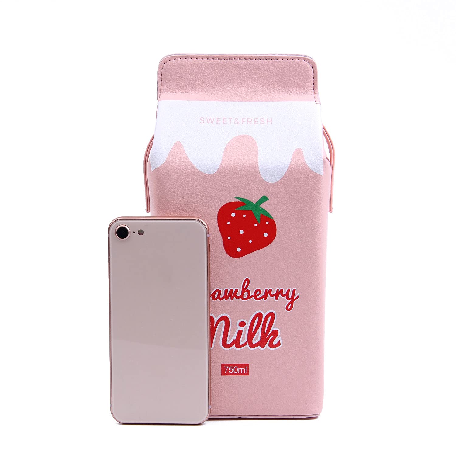 Lanpet Women's Unique Fruit-Themed Crossbody Bag - Banana Strawberry Milk Box Design Phone Wallet Purse for Girls | Perfect for School, Shopping & Travel Accessories