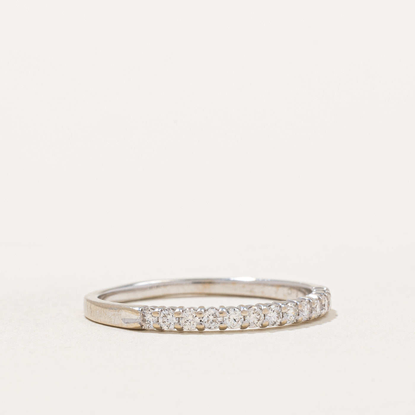 Semi Eternity Diamond Wedding Band Ring - 0.26ctw Round Cut Diamonds, Size 8.25, 14K White Gold - Perfect for Anniversary Gifts & Bridal Jewelry