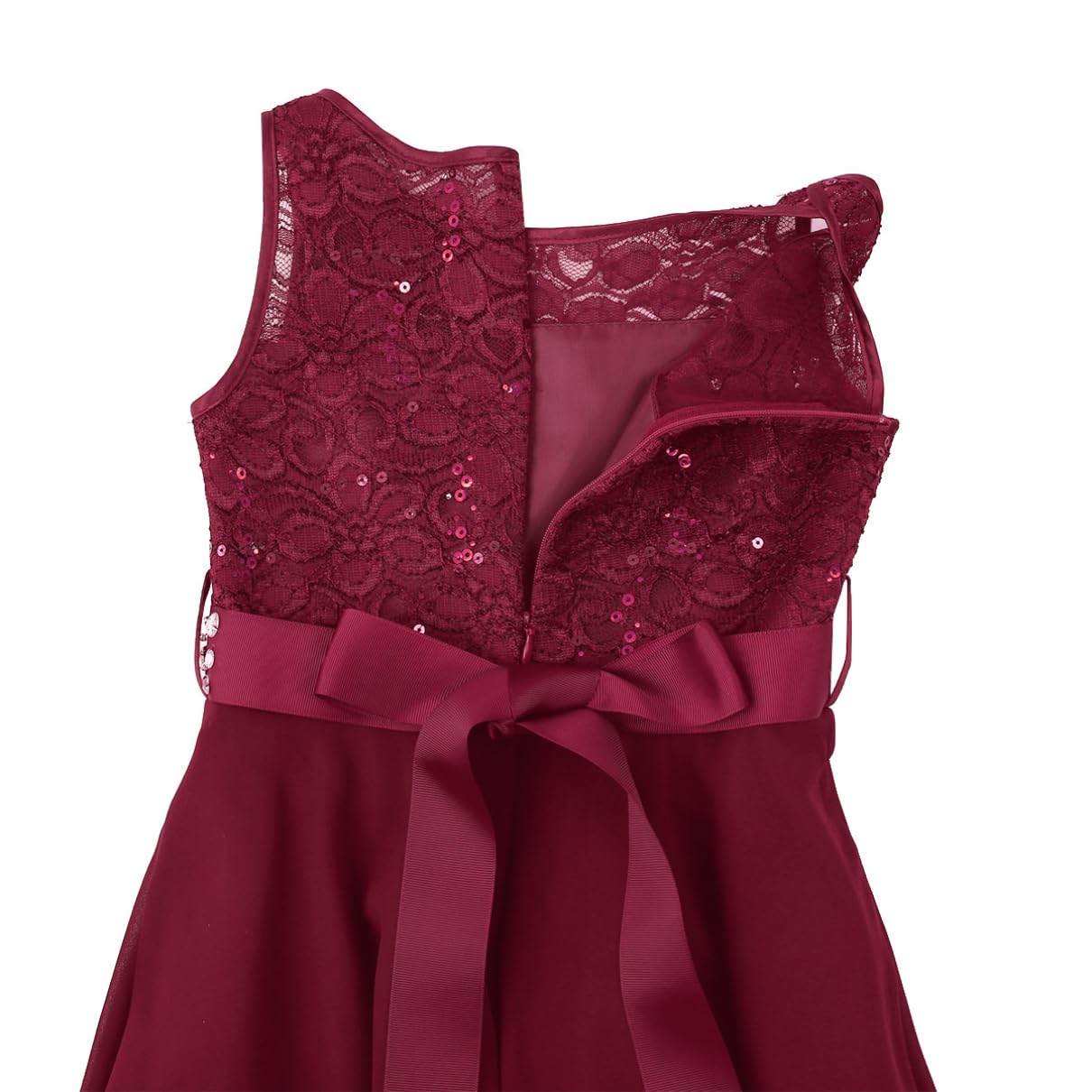 Girls Flower Girl Wedding Dress with Sequins & Lace - Sleeveless Chiffon Bridesmaid Gown for Pageant, Formal Evening Party & Special Occasions