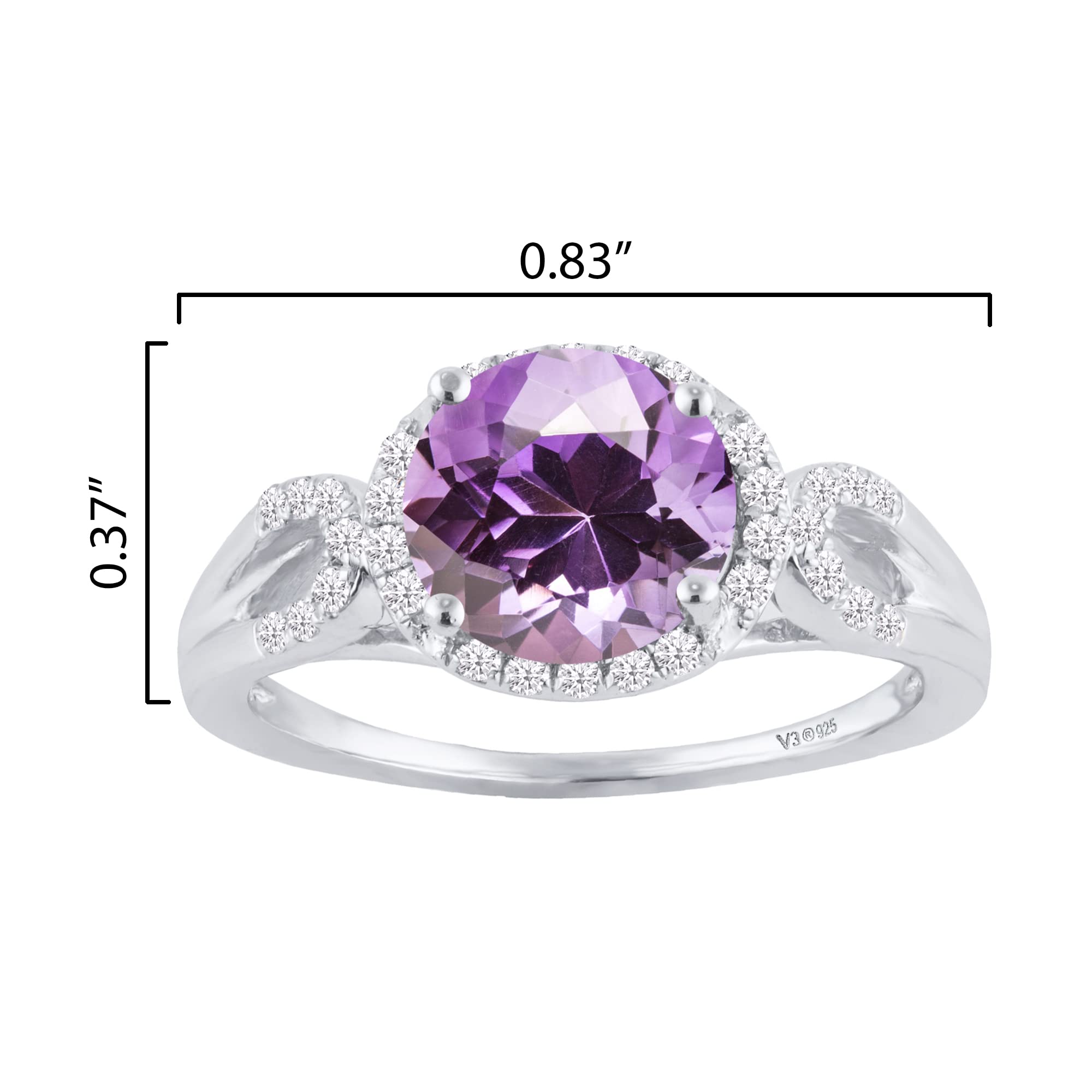Natural Gemstone Halo Ring in Sterling Silver - Elegant Jewelry for Women, Perfect for Engagement, Wedding & Special Occasions