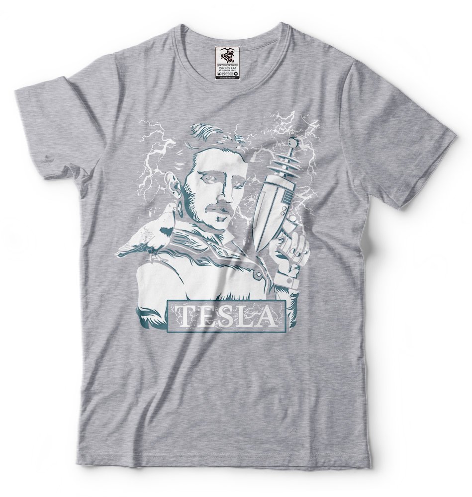 Nikola Tesla T-Shirt with Electrical Gun Design - Funny Science Men's Tee for Tesla Fans, Science Enthusiasts & Comic Con Events
