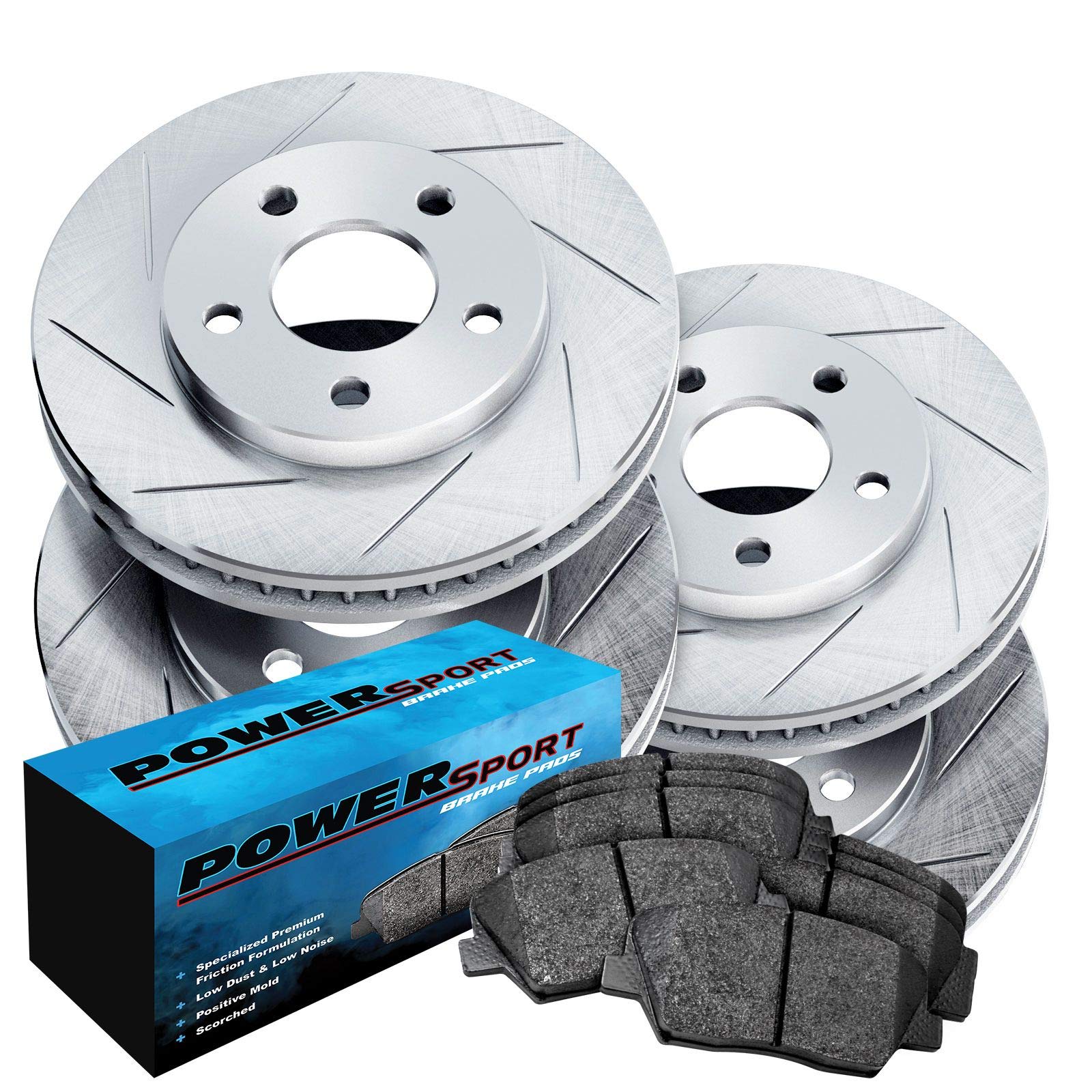 PowerSport Front & Rear Brake Pads and Rotors Kit - Semi-Metallic Brake System for 1992 Mercedes-Benz 400E | High-Performance Braking for City Driving & Highway Safety