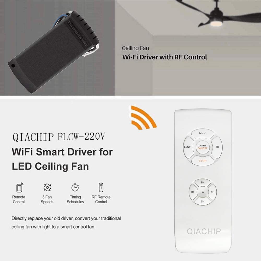 Smart WiFi Ceiling Fan with Light Kit & Remote Control - 3 Speed Settings, 4 Timer Modes - Works with Smart Life App, Alexa & Google Home - Perfect for Bedroom, Living Room & Home Office