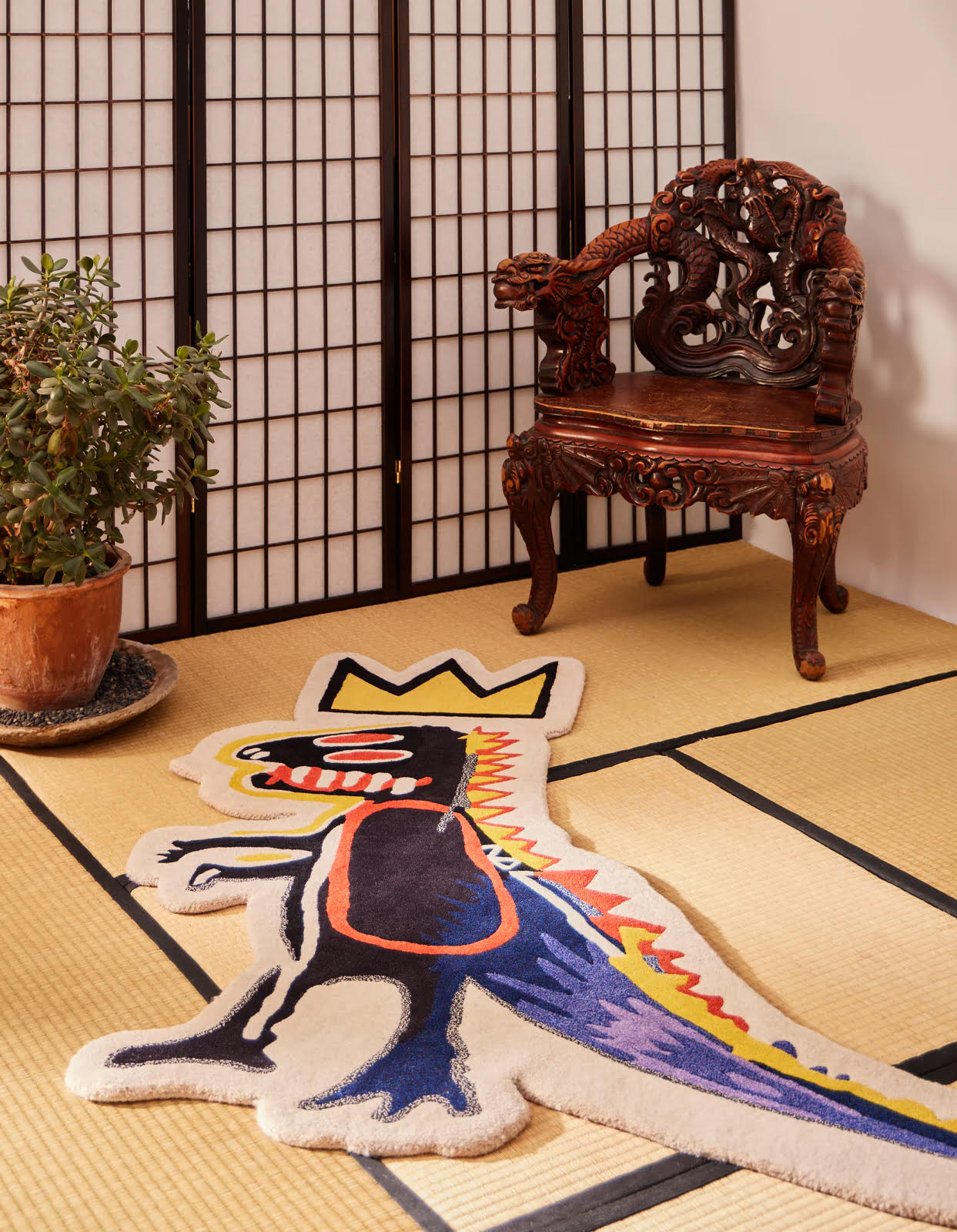 1266 Pez Dispenser Rug - Maharishi x Jean Michel Basquiat Collaboration Collectible Art Rug for Home Decor, Wall Hanging & Pop Culture Enthusiasts