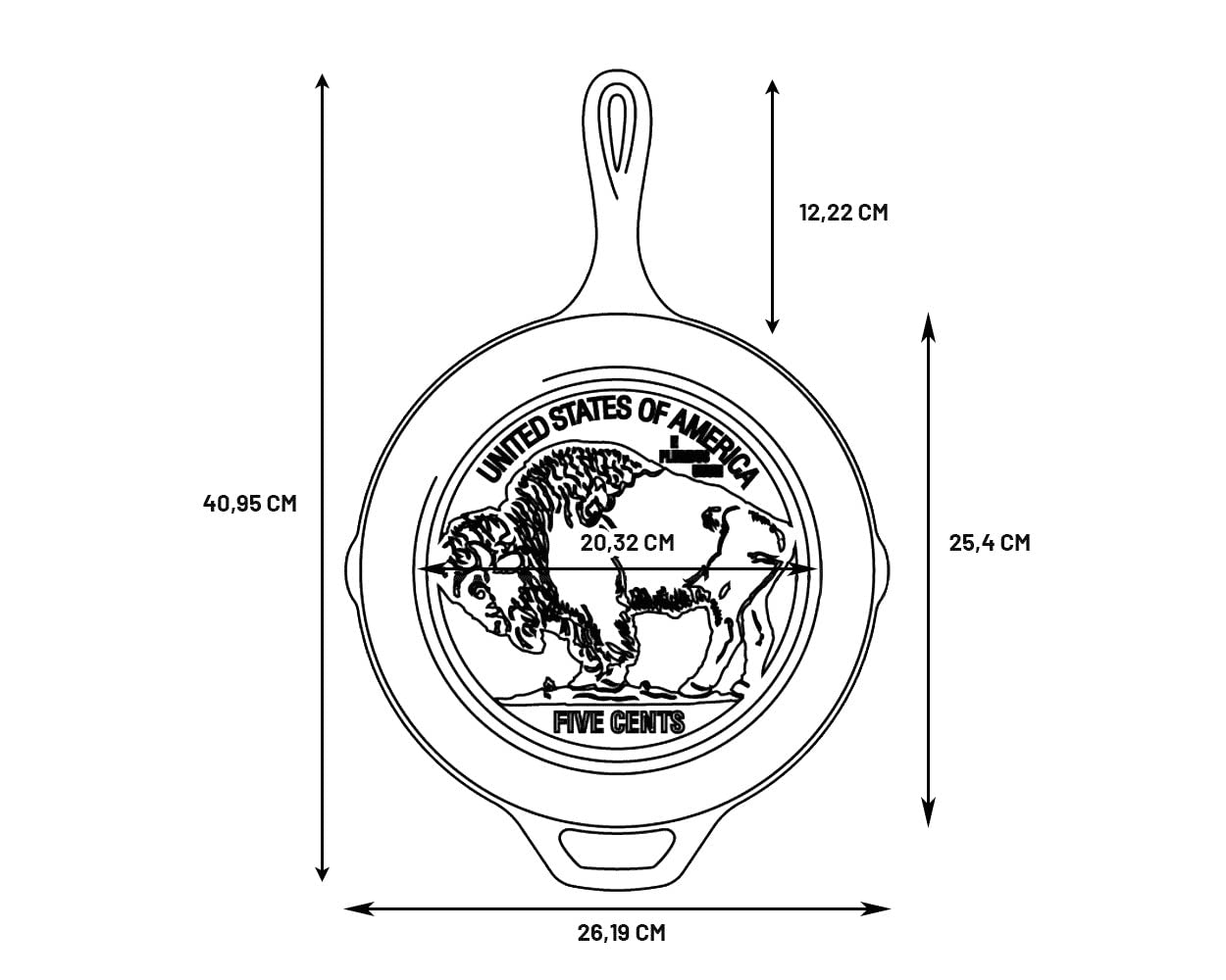 Lodge Cast Iron Buffalo Nickel Skillet - 10.25 Inch Pre-Seasoned Skillet for Camping, Grilling & Outdoor Cooking | Perfect for Steaks, Cornbread & Dutch Oven Recipes