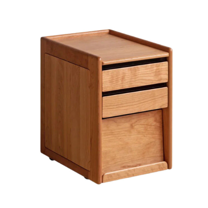 Solid Wood Mobile Nightstand - Oak, Cherry, Black Walnut - Perfect for Bedroom, Living Room & Small Spaces