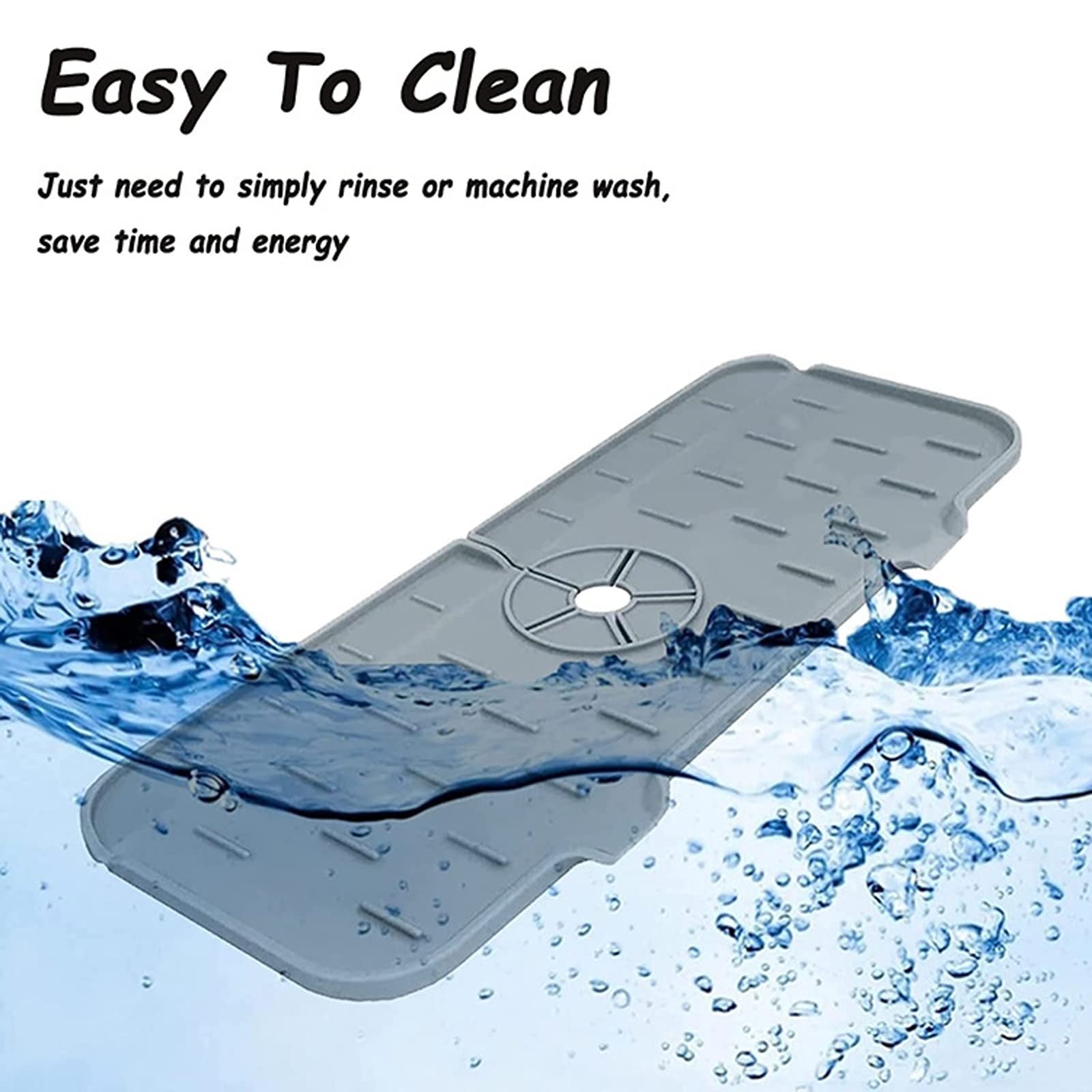 4 Pack Silicone Faucet Water Catcher Mats - Non-Slip Kitchen Sink Drip Protector, Splash Guard Countertop Mat, Sink Draining Pad for Behind Faucet (Fits Kitchen & Bathroom) - Perfect for Preventing Water Spills & Keeping Countertops Dry