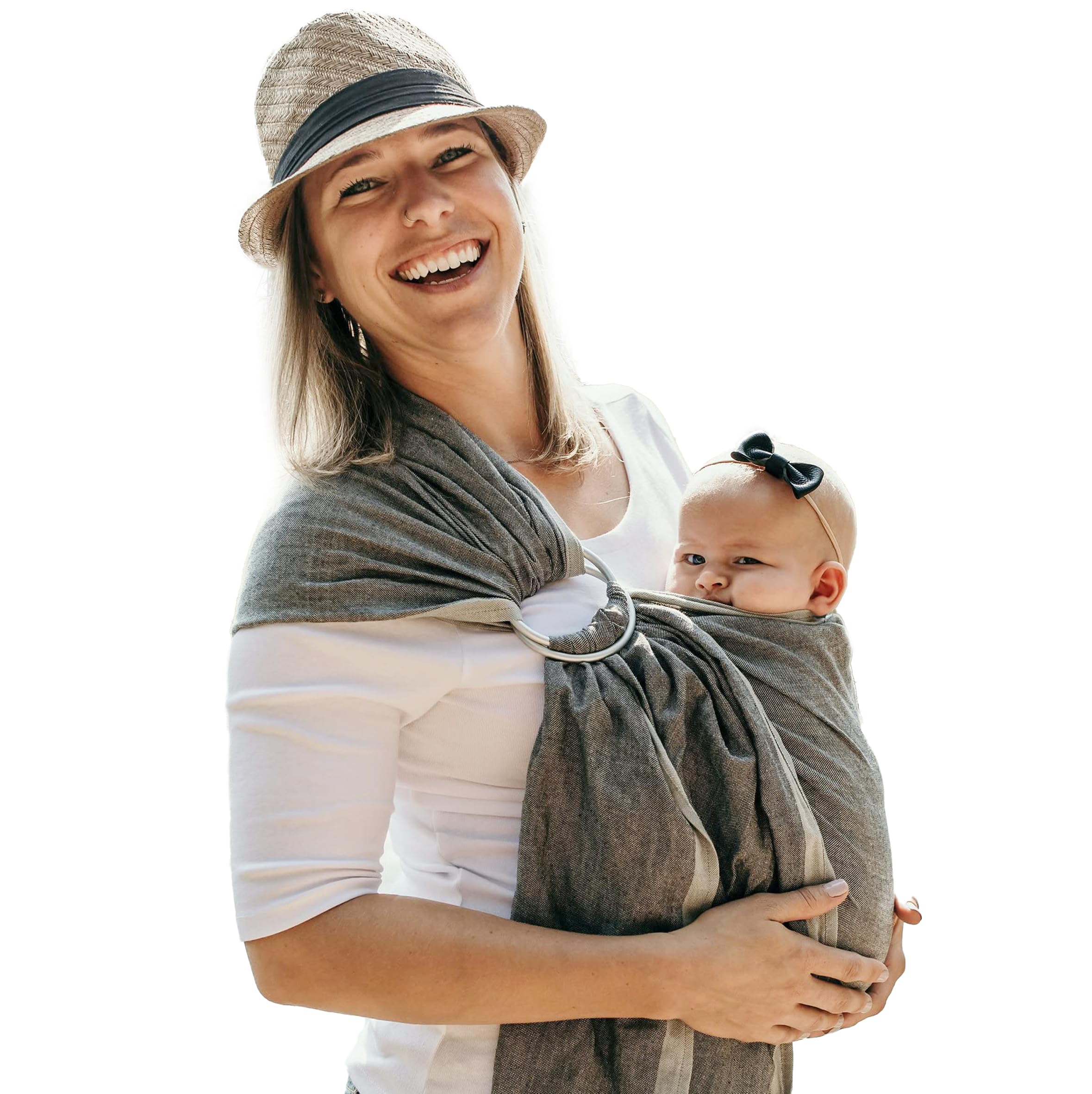 Soft Cotton Baby Wrap Sling Carrier for Infants & Toddlers 8-35 lbs - Adjustable Hip Seat Ring Sling - Breathable Nursing Cover & Babywearing Wrap - Perfect Baby Shower Gift for New Parents (Midnight Black) - Ideal for Hands-Free Parenting, Breastfeeding & On-the-Go Comfort