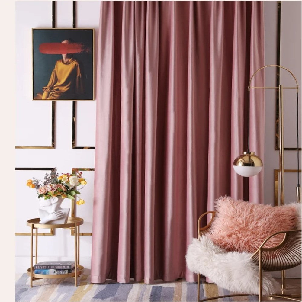Luxury Italian Velvet Curtains - Soft Rose Pink Blackout Drapes for Living Room & Bedroom - Elegant Window Treatments for Home Decor