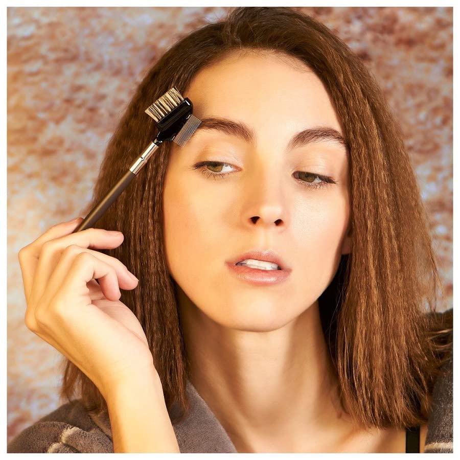 Premium Natural Bristles Lash & Brow Groomer Brush - Precision Metal Comb & Professional Eye Brush - Eyelash & Eyebrow Makeup Tool for Women - Perfect for Mascara Application, Daily Grooming & Salon Use