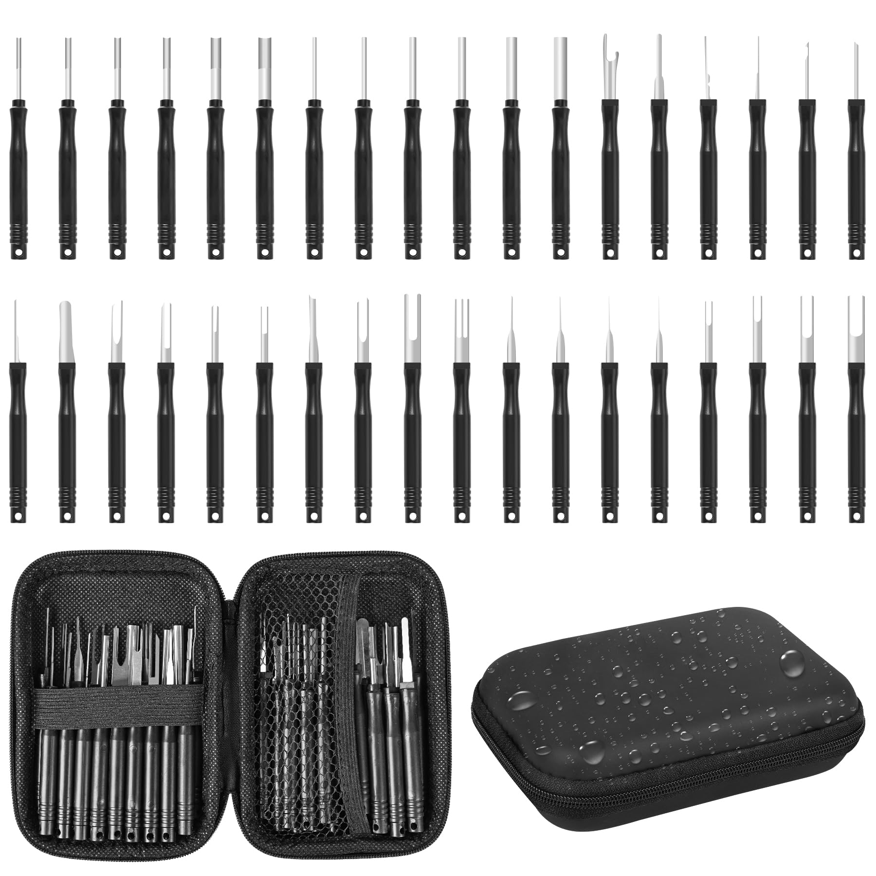 36 Pcs Terminal Removal Tool Kit - Depinning Tool Set for Electrical Connectors, Pin Extractor & Wire Terminal Release Tool for Automotive, Car & Household Devices (Black) - Perfect for DIY Repairs & Electrical Maintenance