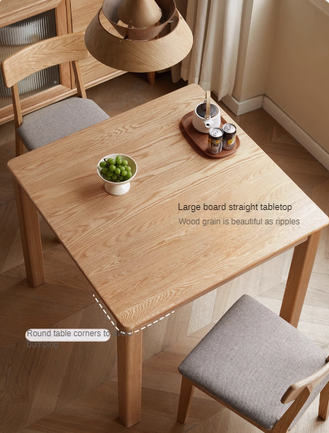 Solid Oak Wood Modern Square Dining Table - Perfect for Small Spaces, Apartments & Contemporary Home Decor