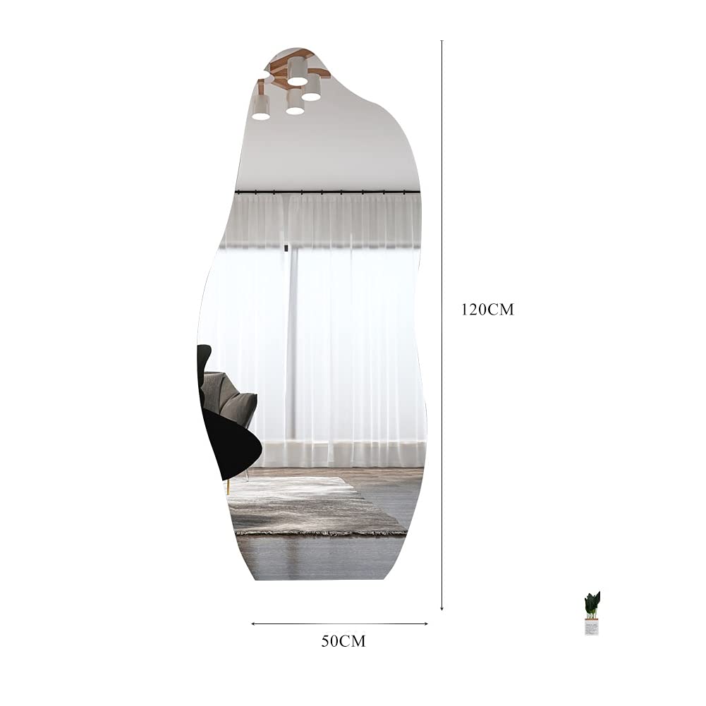 Nordic Style Frameless Full-Length Mirror 120x50cm - Modern Irregular Dressing Mirror for Bedroom, Bathroom & Vanity - Perfect for Makeup, Outfit Checks & Home Decor