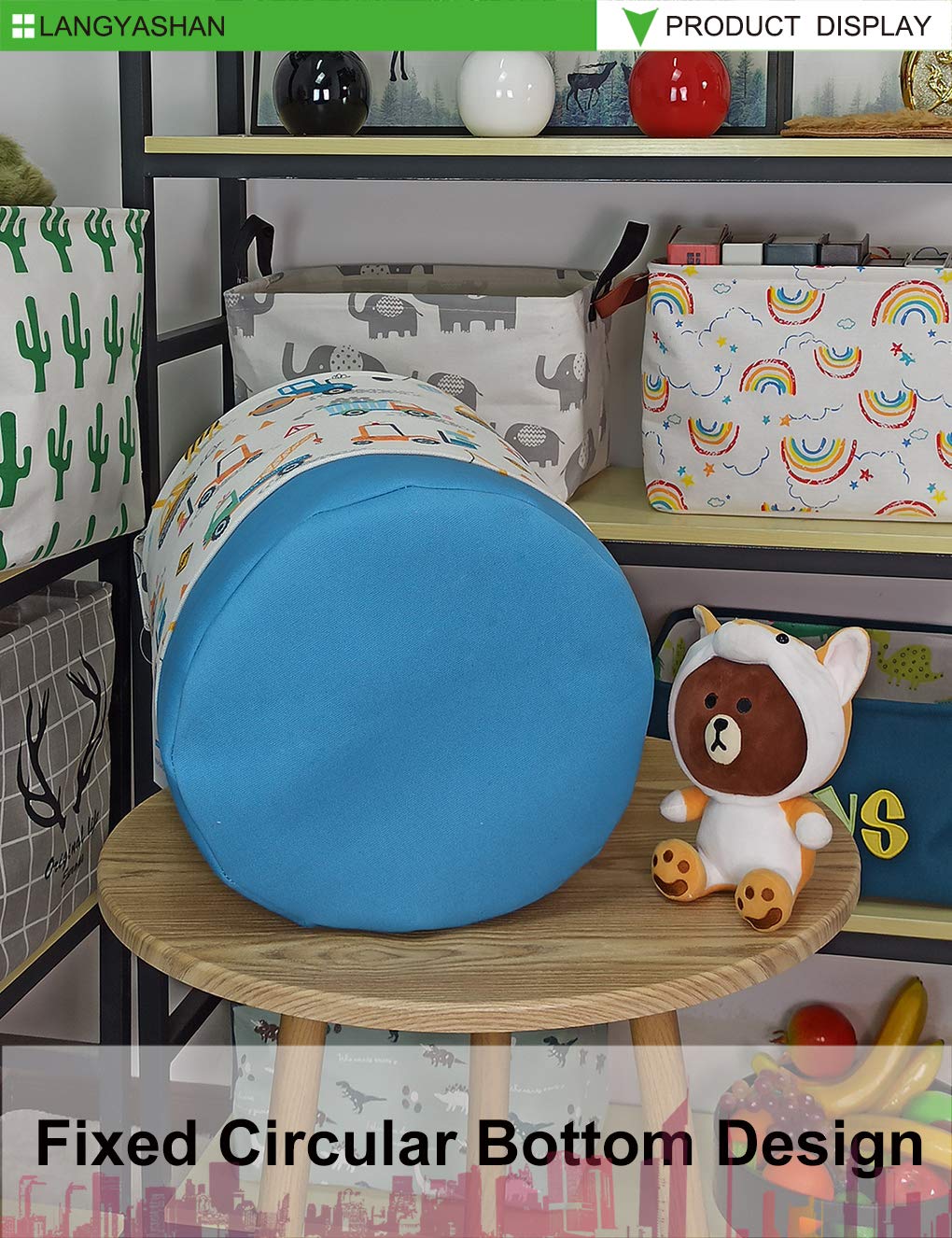 Collapsible Cotton Laundry Basket with Engineering Car Design - Foldable Storage Organizer for Kids' Clothes, Toys & Nursery - Perfect for Boys & Girls Bedroom, Playroom & Daycare Organization