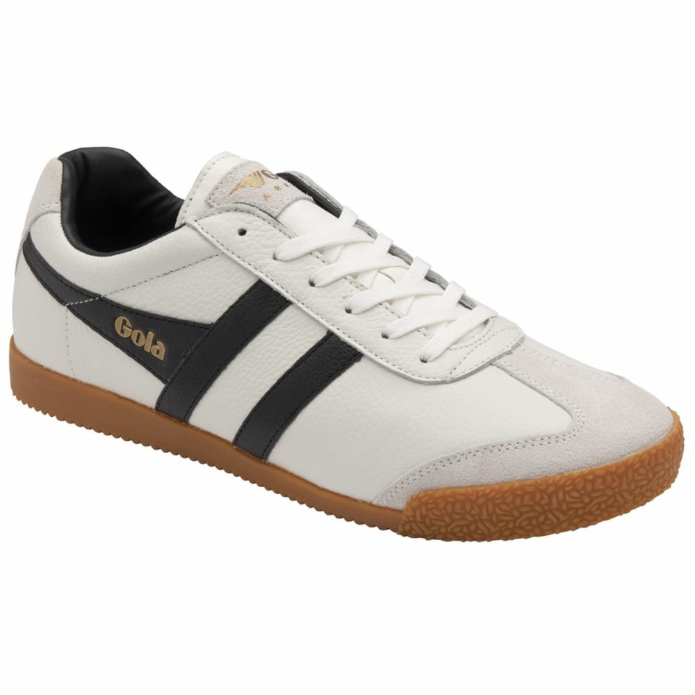 Gola Men's Harrier Leather Sneakers - White Casual Shoes for Walking & Everyday Wear | Vintage-Inspired Athletic Footwear for Men