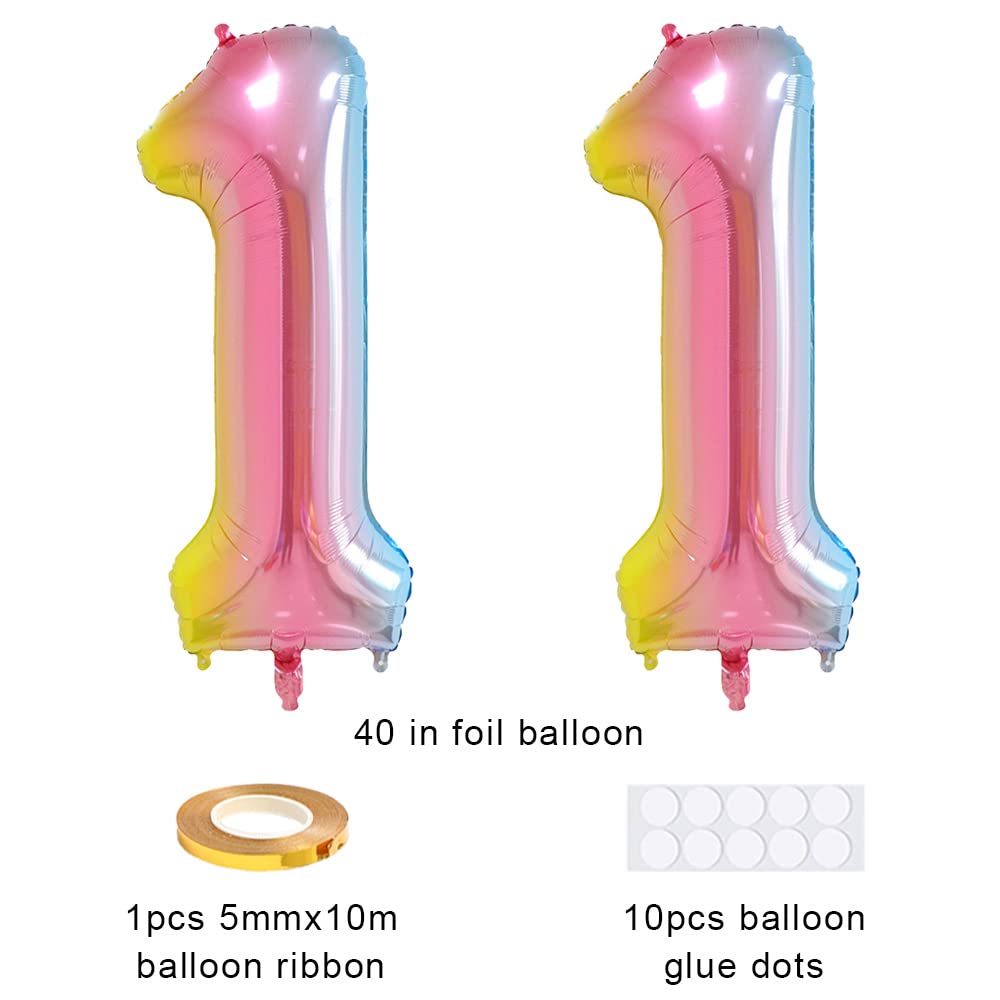 Xihuimay 40 Inch Large Number 11 Balloons - Gradient Digital Alphabet Balloons for Birthday Parties, Weddings, Bridal Showers & Bachelorette Events - Helium Ready Party Decorations (Perfect for Milestone Celebrations, Anniversary Decor & Photo Backdrops)
