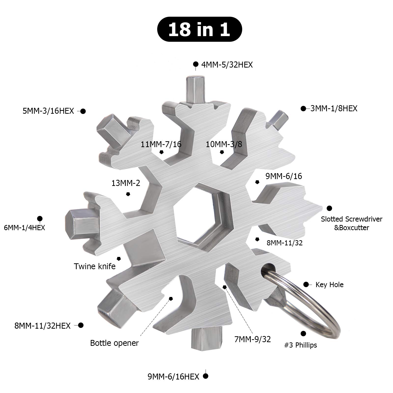 Stainless Steel Snowflake Multi-Tool with Bottle Opener & Screwdriver - Portable All-in-One Survival Tool Kit - Perfect Christmas Gift for Outdoor Camping, Hiking & Home DIY Projects