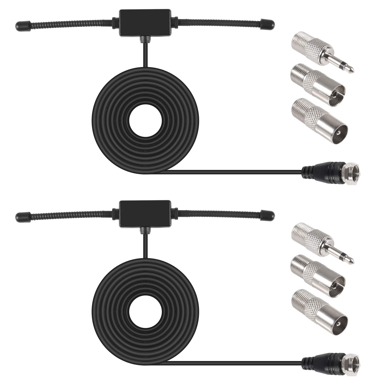 2pcs FM Dipole Antenna for Stereo Receiver - Indoor FM Radio Antenna for Home Stereo, Music System & AV Audio Video - Perfect for Home Theater, Office & Car Audio Setup