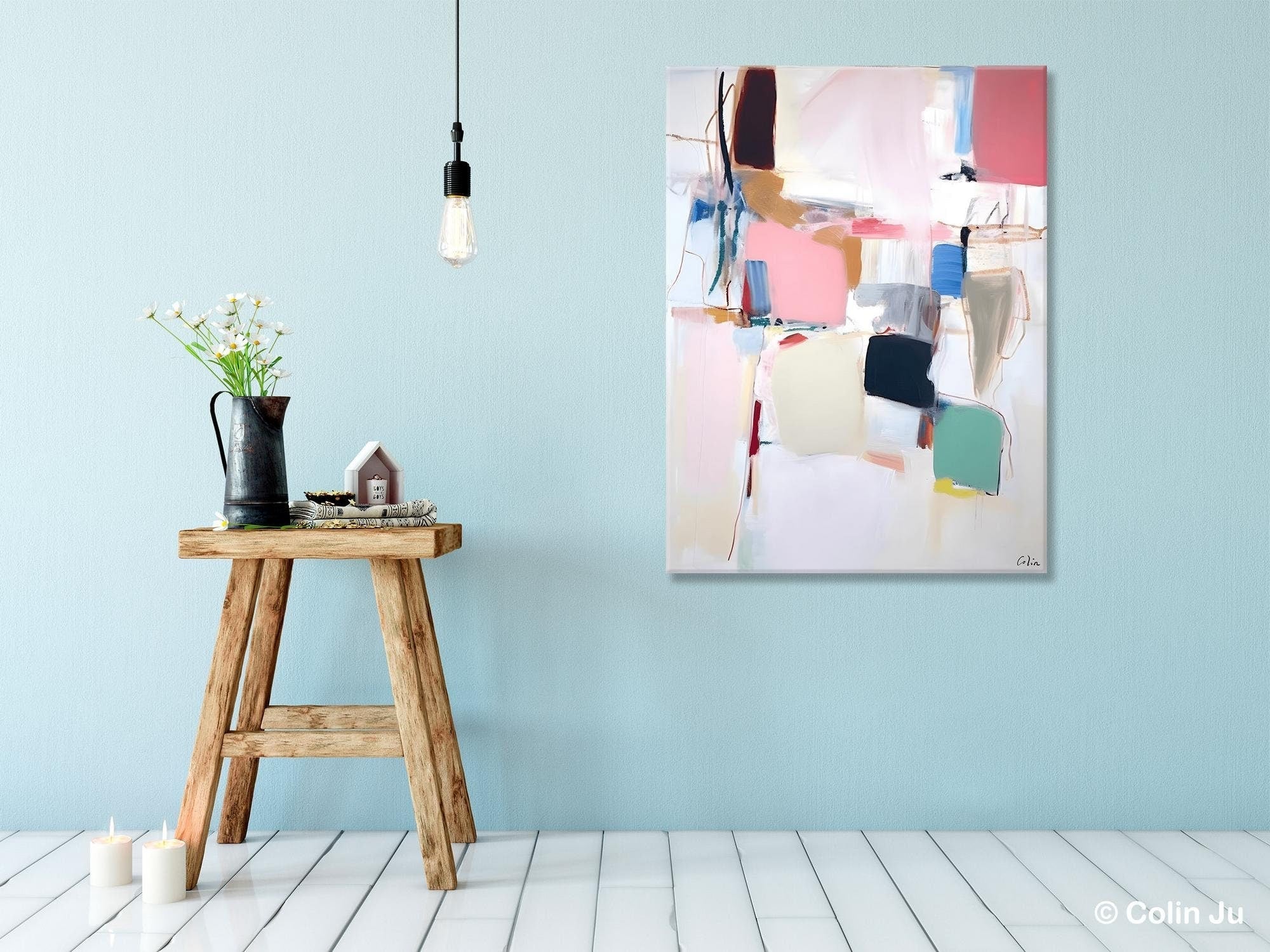 Original Abstract Acrylic Painting on Canvas - Extra Large Contemporary Wall Art for Bedroom Decor | Modern Home & Office Artwork