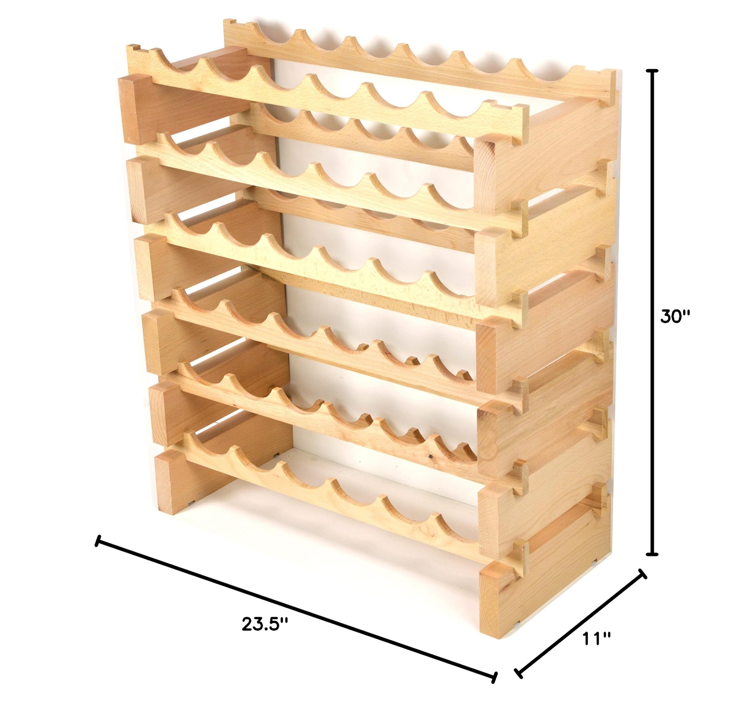 Premium Wooden Wine Rack for 36 Bottles - Modular Hardwood Wine Storage Shelf (6 Bottles x 6 Shelves) - Perfect for Home Bar, Kitchen, Dining Room & Wine Cellar Organization