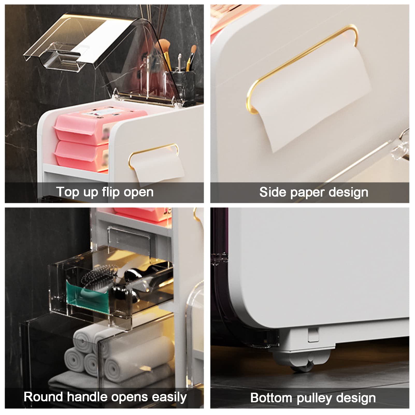 White Bathroom Storage Cabinet with Drawer - Space Saving Toilet Paper Organizer for Small Bathrooms & Corners | Perfect for Apartments, Powder Rooms & RV Bathrooms