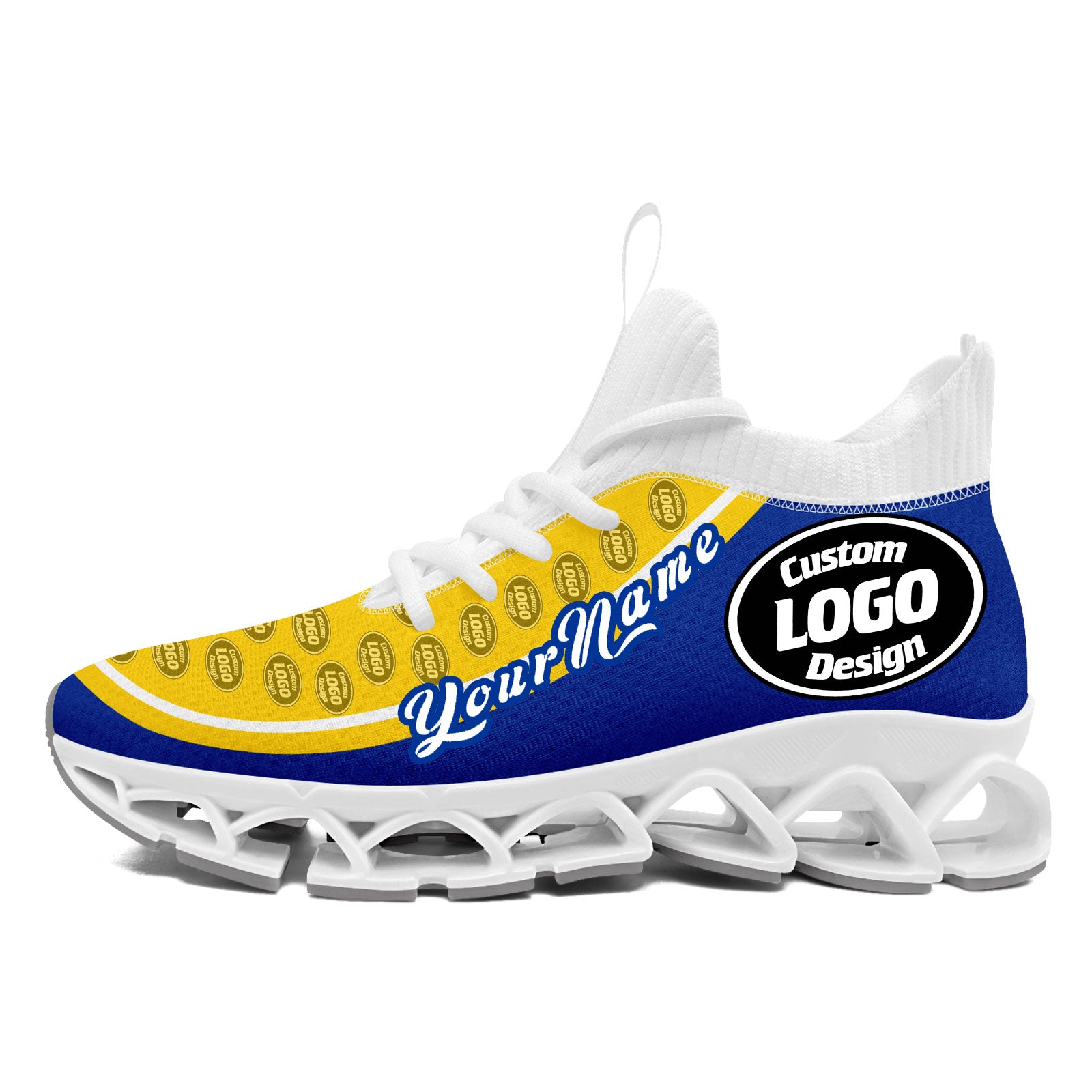 Custom Blue & Yellow Maxsoul Personalized Sneakers - Lightweight Comfortable Running Shoes for Men & Women | Perfect for Gym, Jogging & Casual Wear (Model: FN030XD D020388)