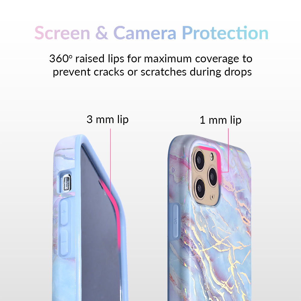Holo Moonstone Marble iPhone Case - Protective & Stylish Phone Cover for iPhone 13/14/15 Pro Max - Perfect for Everyday Use, Travel & Gift Giving