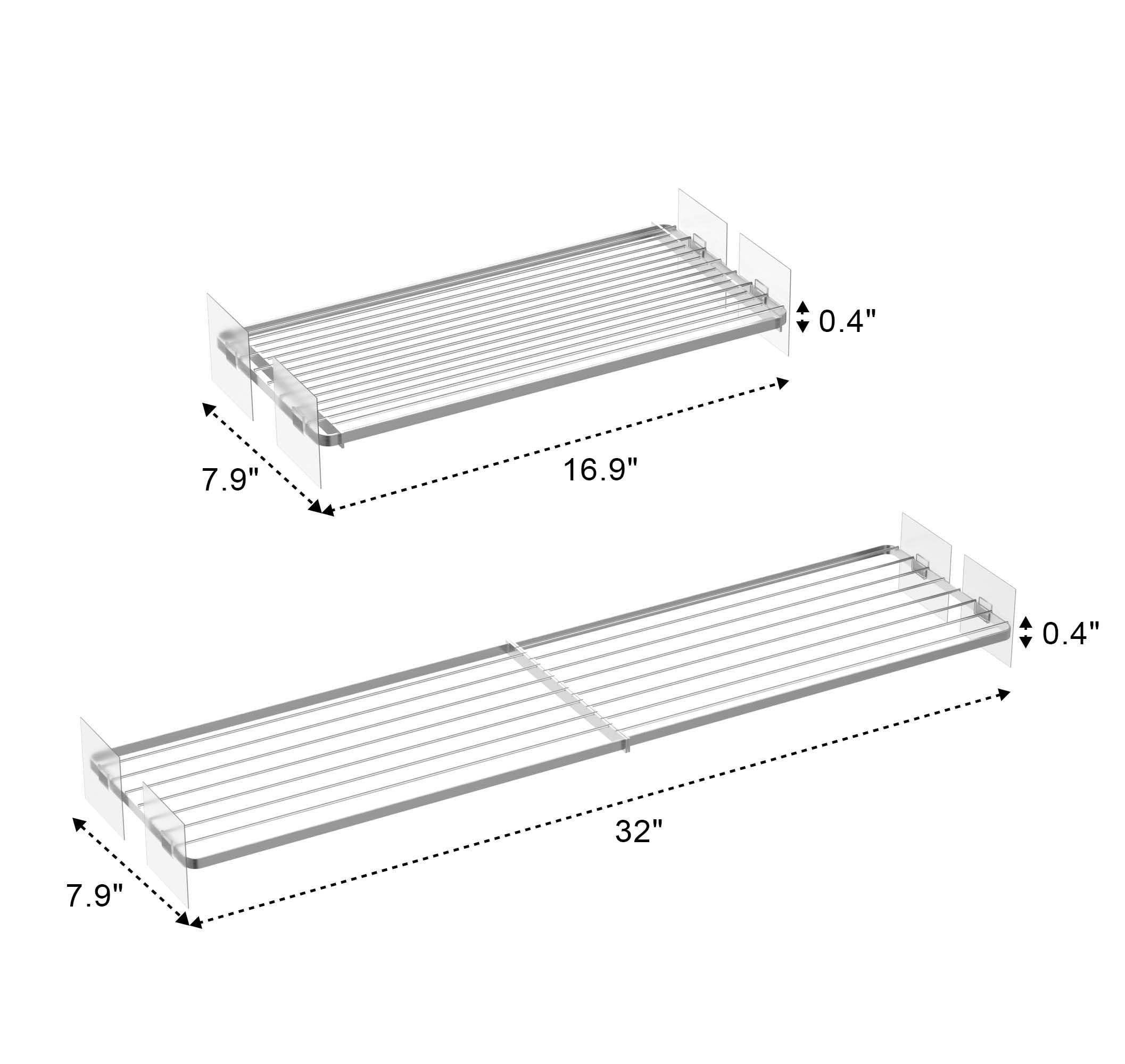 Expandable Closet Tension Shelves - Adjustable Wire Shelf Organizer for Cabinet, Wardrobe & Pantry | DIY Metal Divider for Kitchen, Bedroom & Bathroom Storage | Space-Saving Solution for Small Spaces