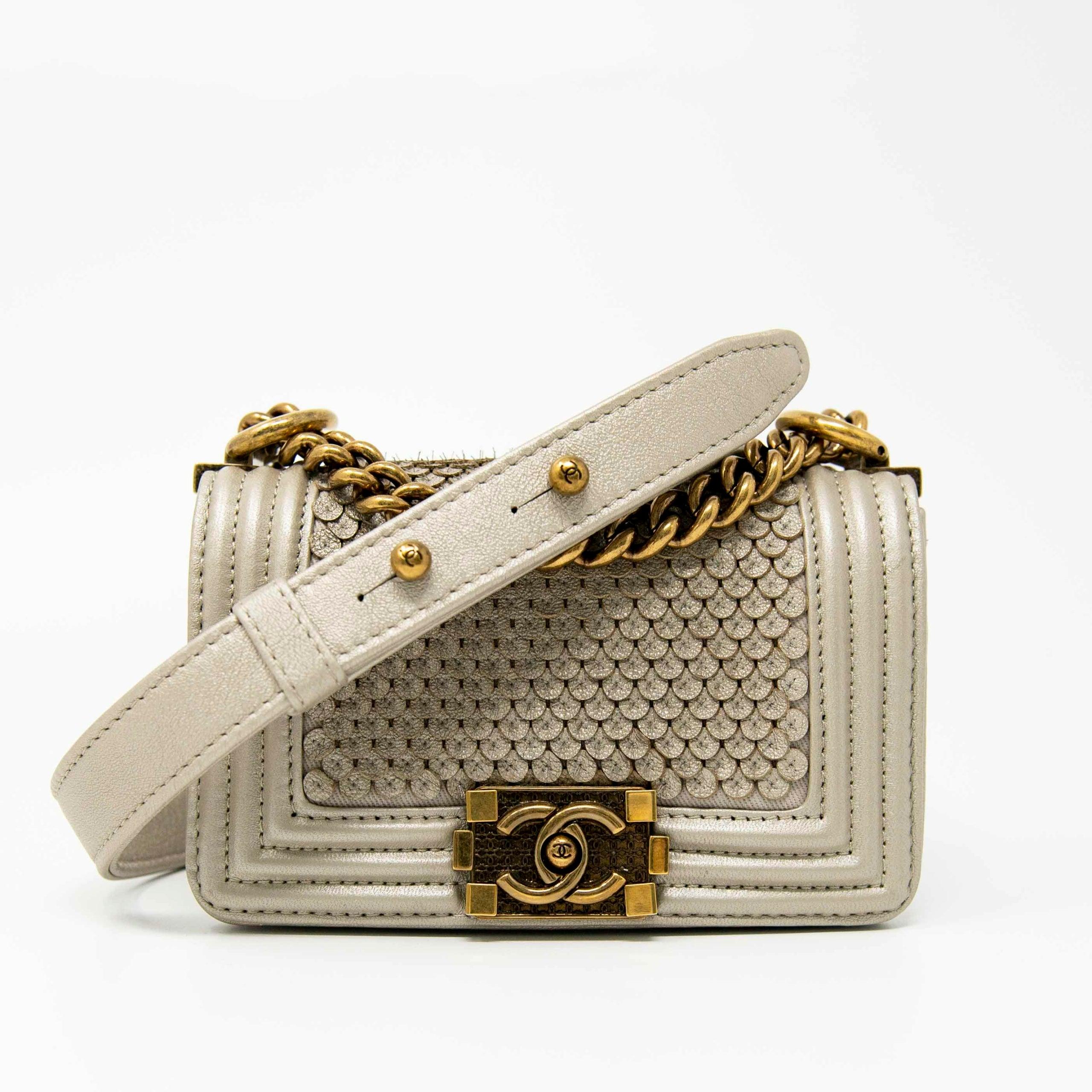 Chanel Metallic Mini Scaled Boy Bag - Luxury Crossbody Bag for Women | Perfect for Evening Parties, Date Nights & Special Occasions