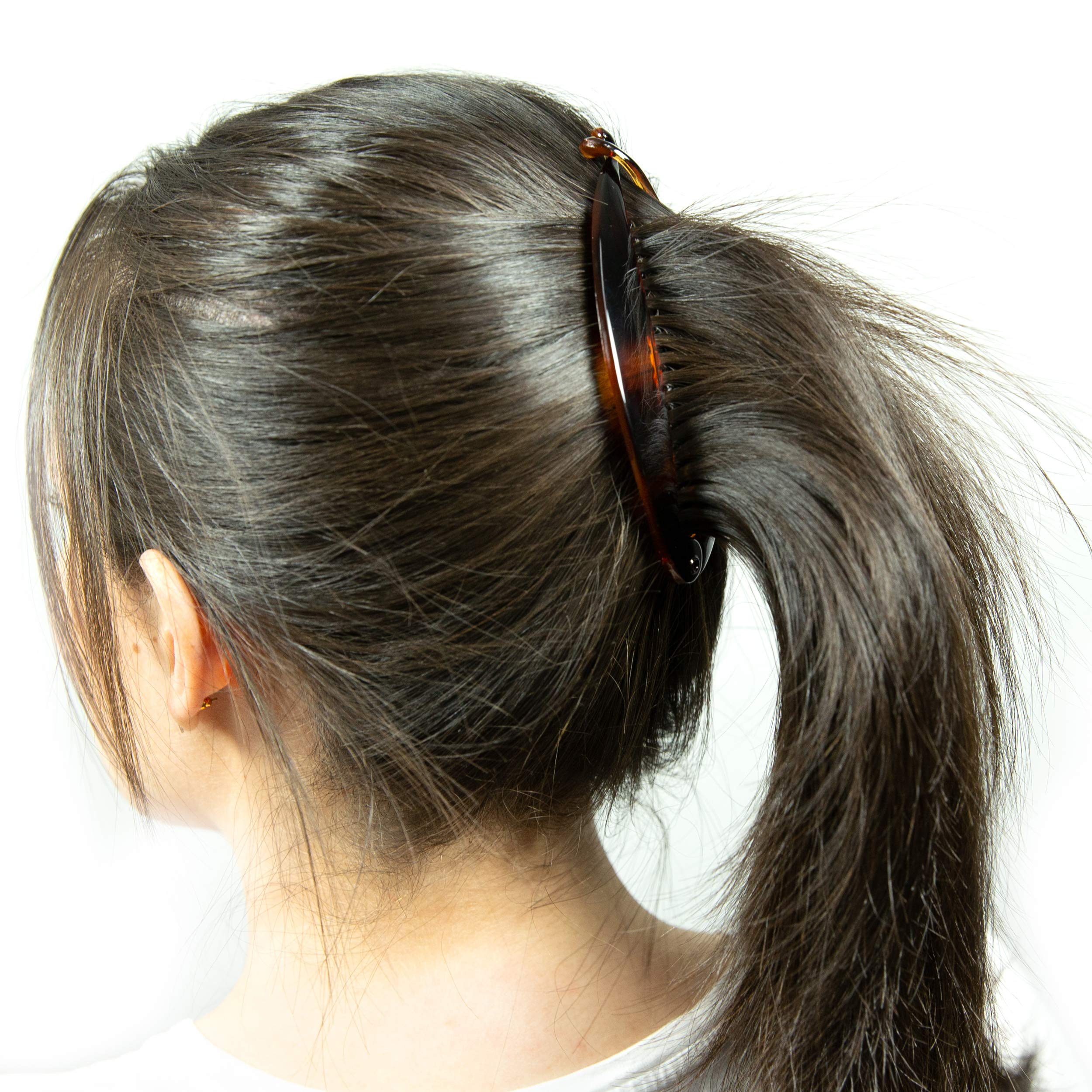 Camila Paris CP2 2 Pack Flexible Banana Hair Clips for Thick Hair - Strong Ponytail Holders, Interlocking Styling Hair Combs (Made in France) - Perfect for Workouts, Office & Everyday Hairstyles
