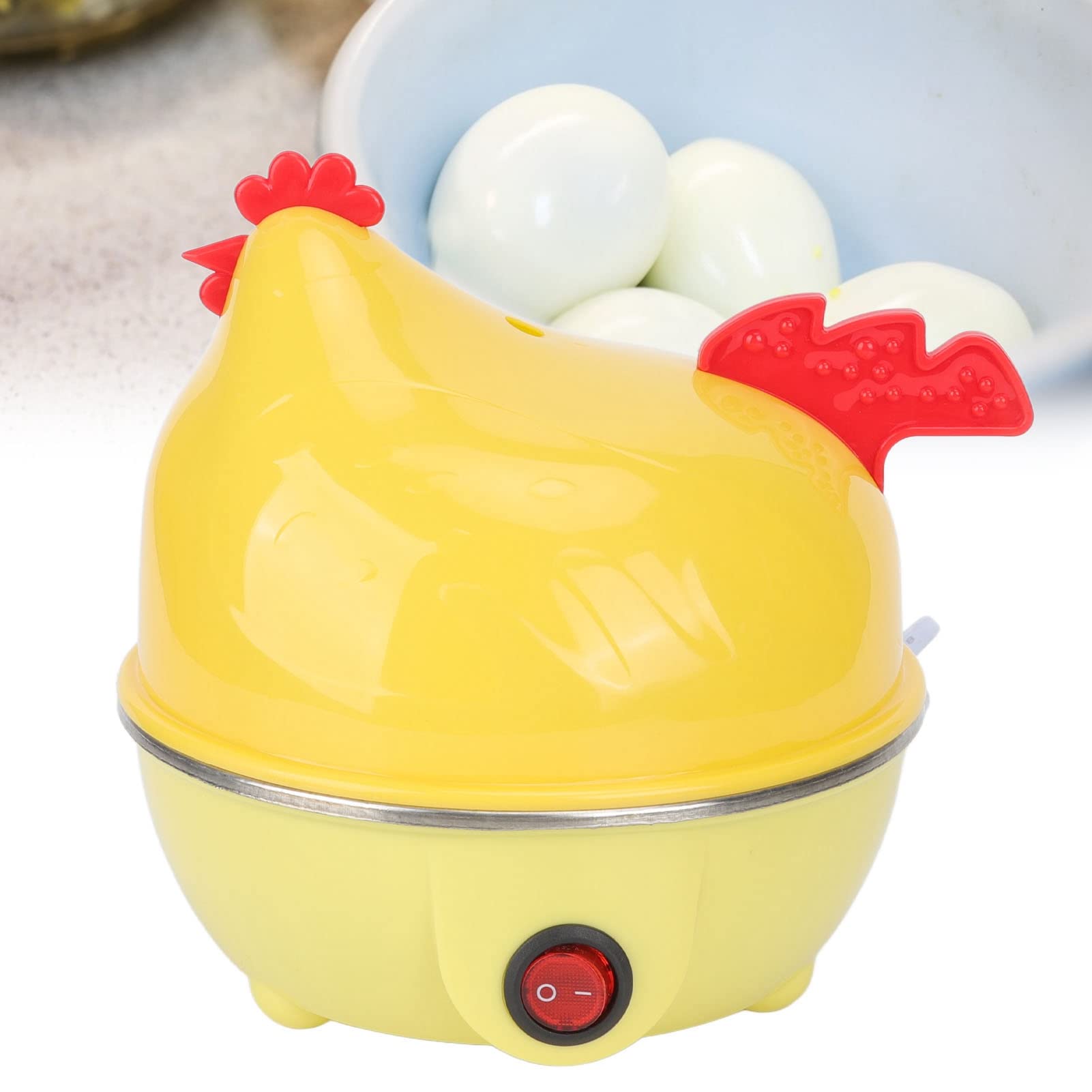 Electric Egg Cooker - 7 Egg Capacity, Automatic Shut Off, Fast Boiling, Chicken Shape Design for Perfect Hard/Soft Boiled Eggs | Ideal for Breakfast, Meal Prep & Keto Diet (110V US Plug)