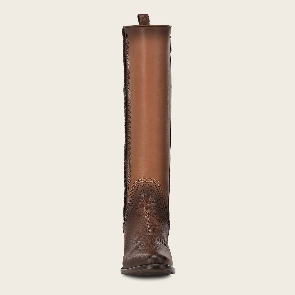 1X4IRS Women's Cuadra Brown Casual Fashion Leather Stitched Tall Boots - Perfect for Fall, Winter & Everyday Outfits
