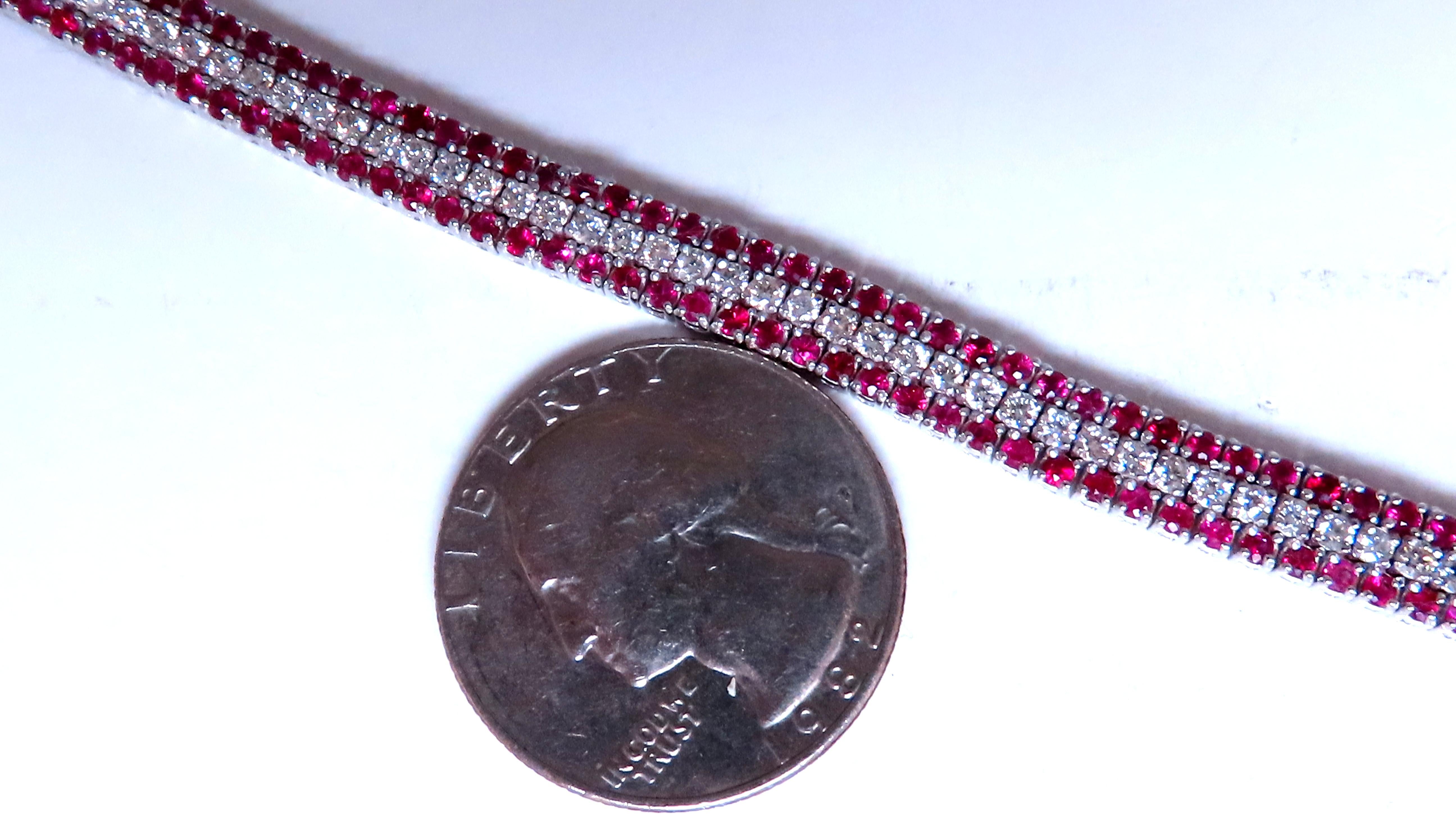 14kt Gold Three Row Natural Ruby and Diamond Bracelet for Women | Elegant Jewelry Gift for Birthday, Anniversary & Special Occasions