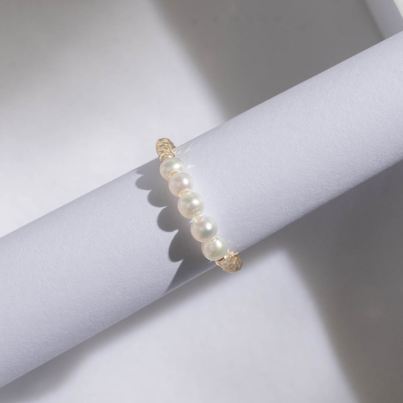 18K Solid Gold Freshwater Pearl Ring for Women - Elegant Dainty Jewelry Gift for Anniversary, Birthday & Wedding | KR00035