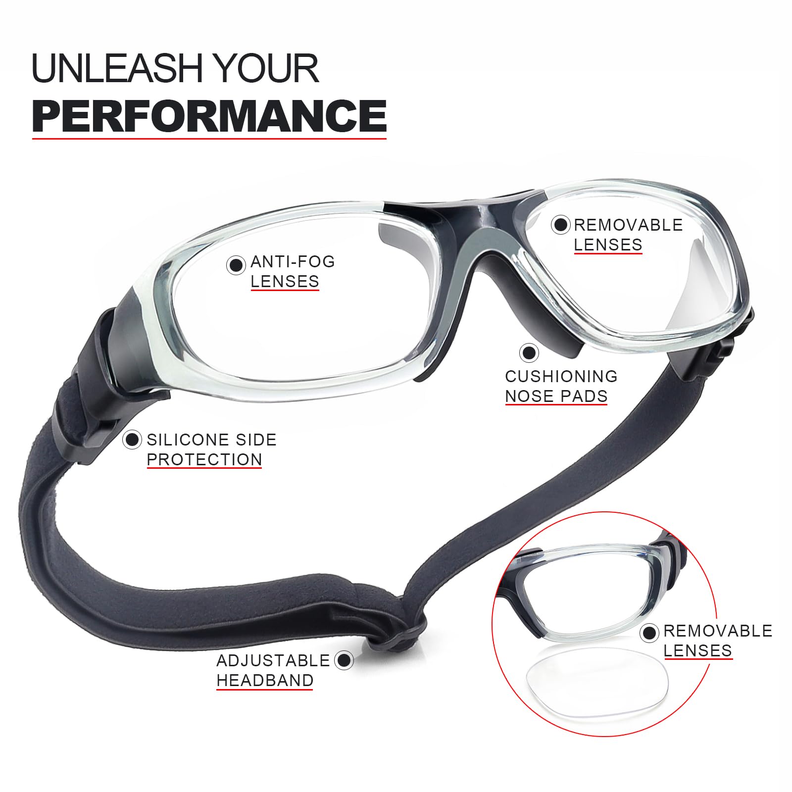 UKNOW Sports Goggles - Anti Fog Protective Eyewear with UV Protection for Basketball, Racquetball, Pickleball - Perfect for Indoor & Outdoor Sports Safety