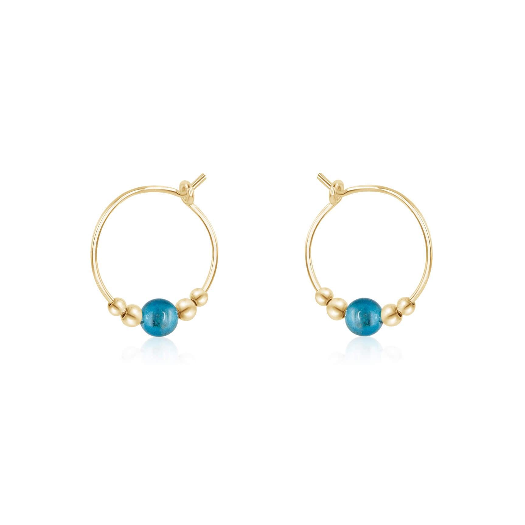 Tiny Blue Apatite Bead Hoop Earrings - Dainty Gemstone Jewelry for Women | Perfect for Everyday Wear, Office & Special Occasions