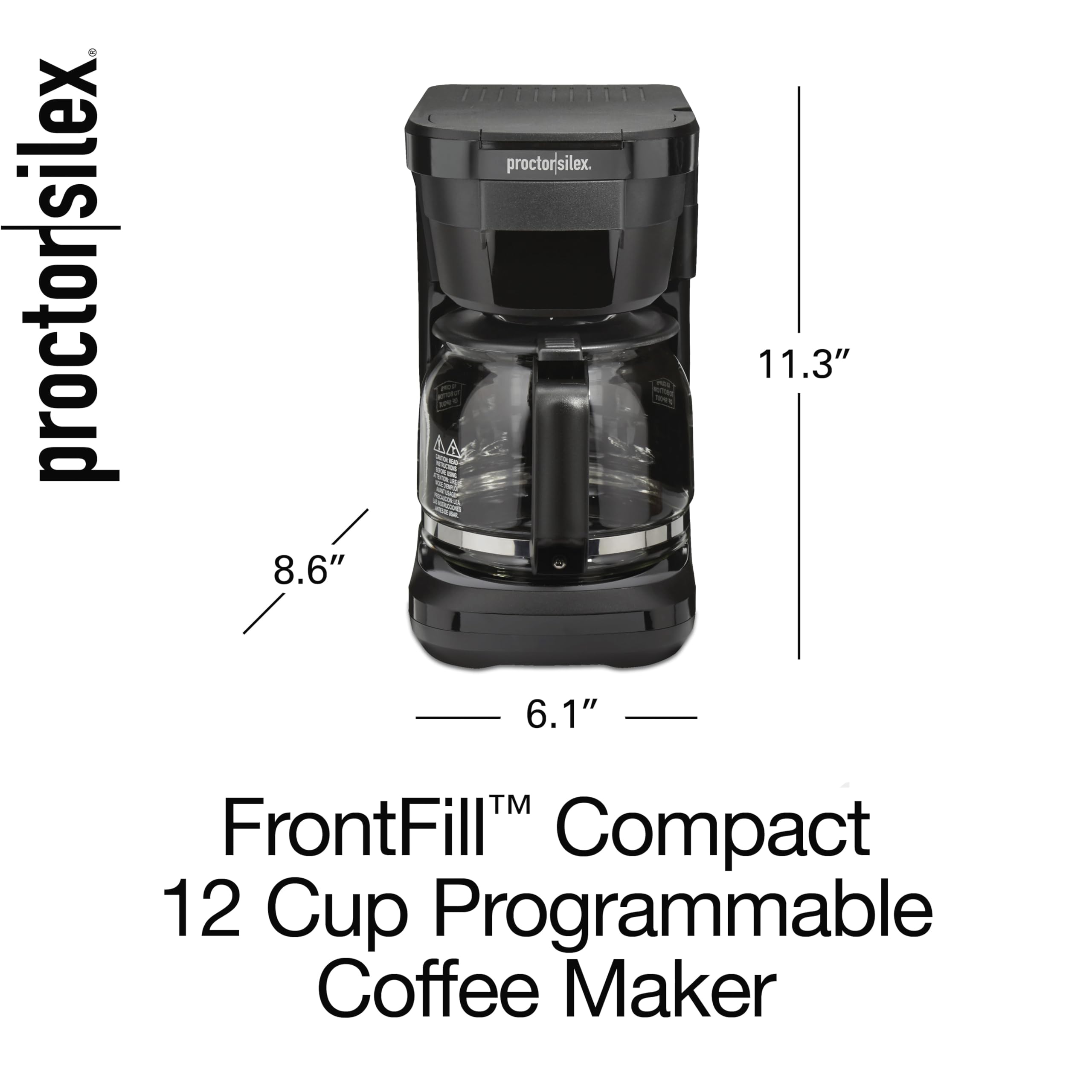 Proctor Silex 12-Cup Programmable Drip Coffee Maker with Digital Display & FrontFill Water Tank - Black and Silver (43685PS) - Perfect for Home, Office & Entertaining