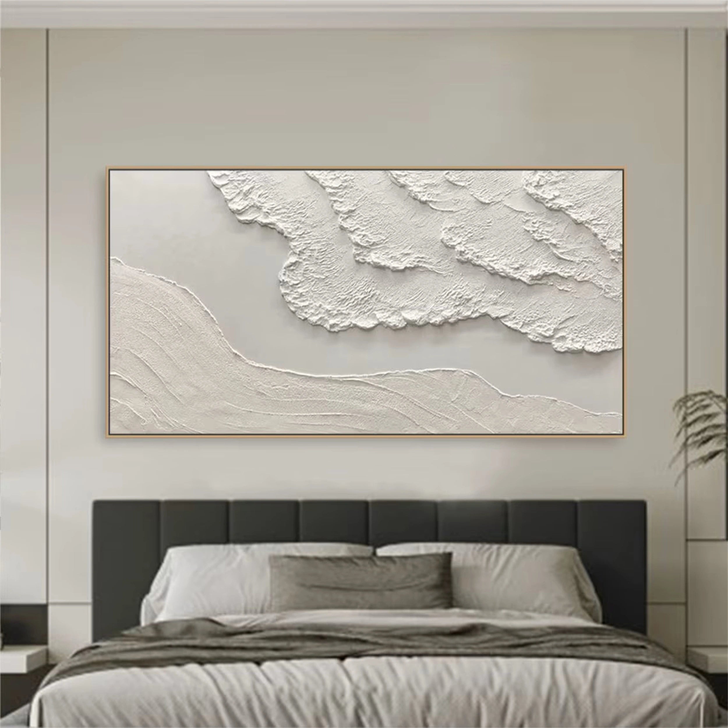 Minimalist Beige Textured Wall Art - Modern Abstract Canvas Painting for Living Room, Bedroom & Office Decor #MM103