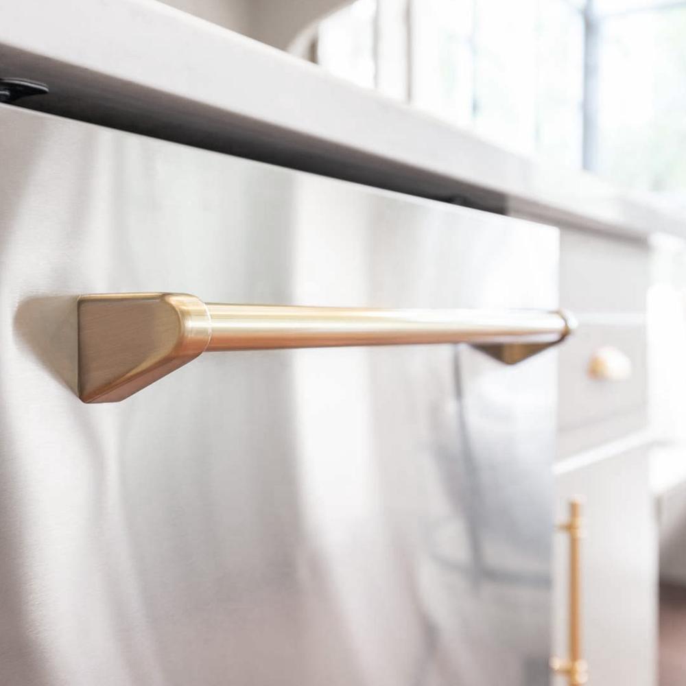 ZLINE Autograph Edition 24-inch Stainless Steel Dishwasher with Champagne Bronze Handle - 3rd Rack, Top Touch Controls, 45dBA Ultra Quiet - Perfect for Modern Kitchens & Open Concept Homes (Model DWMTZ 304 24 CB)