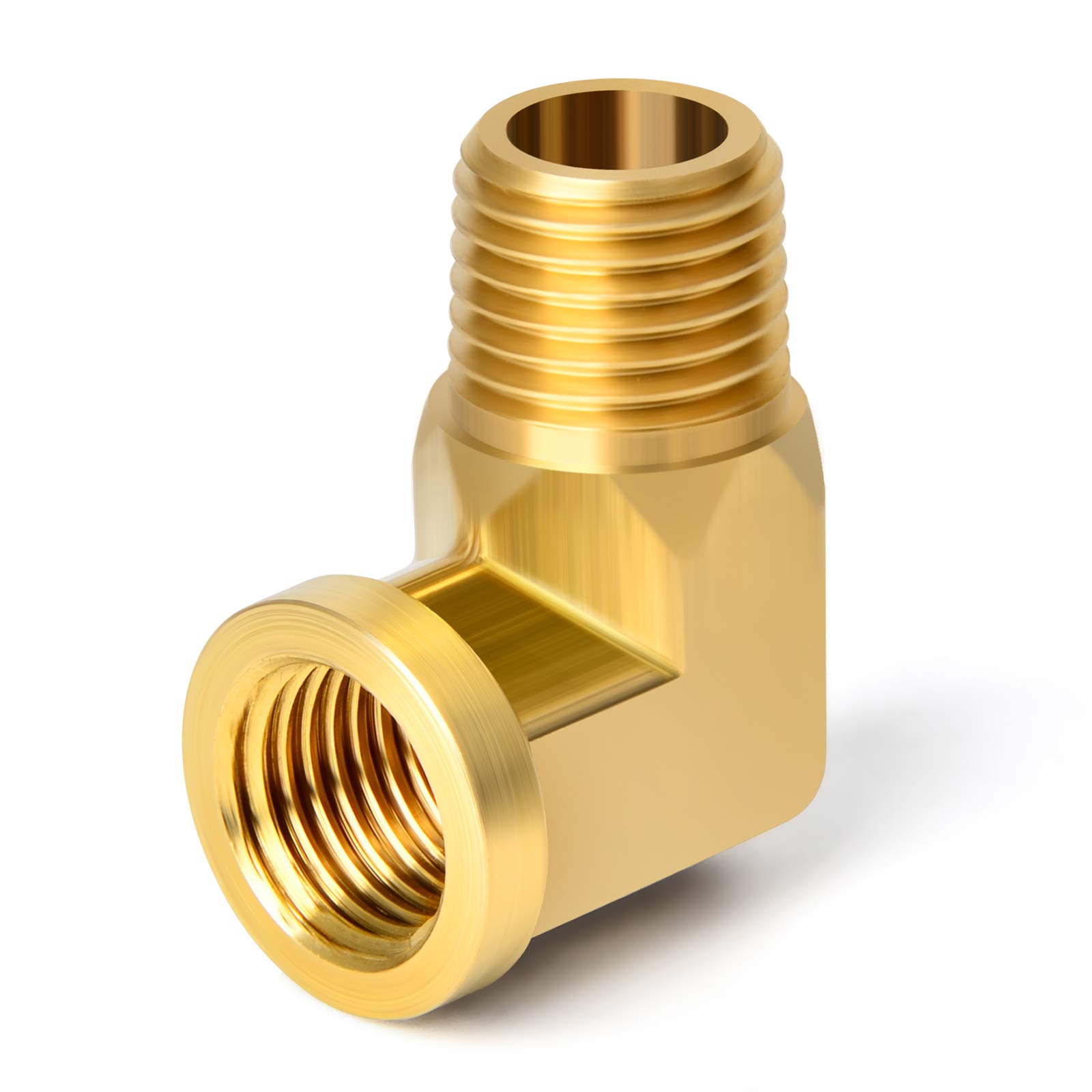 TAISHER 2PCS 90 Degree Barstock Street Elbow, 1/2 Inch NPT Male to Female Brass Pipe Fitting - Heavy Duty Plumbing Connector for Water, Gas & Oil Lines in Industrial & Home Applications
