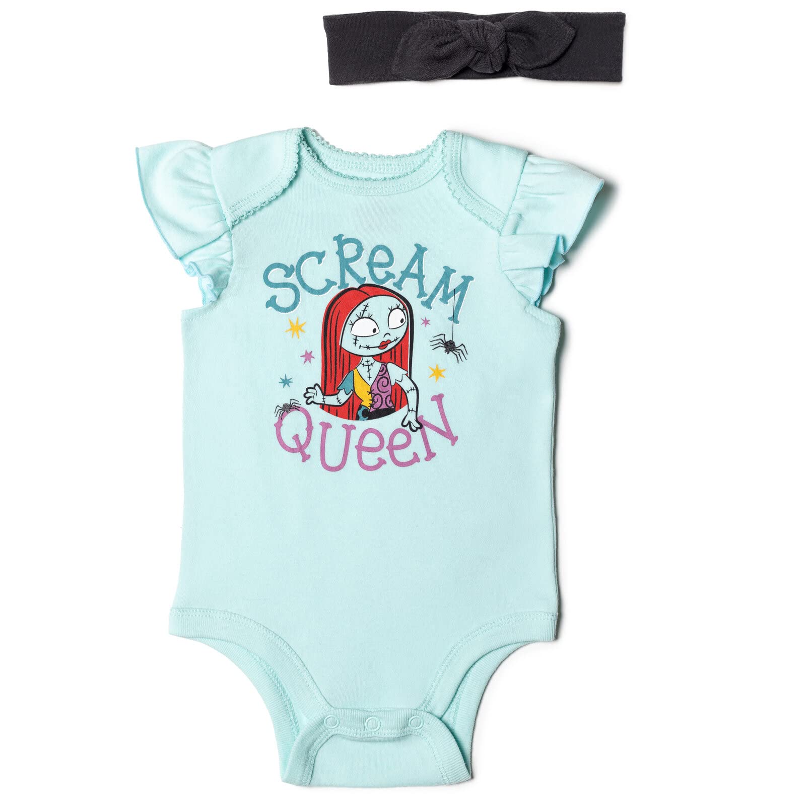 Disney Nightmare Before Christmas Zero Sally Jack Skellington Baby Girls 3-Piece Outfit Set - Bodysuit, Pants & Headband - Perfect for Halloween, Christmas & Cosplay