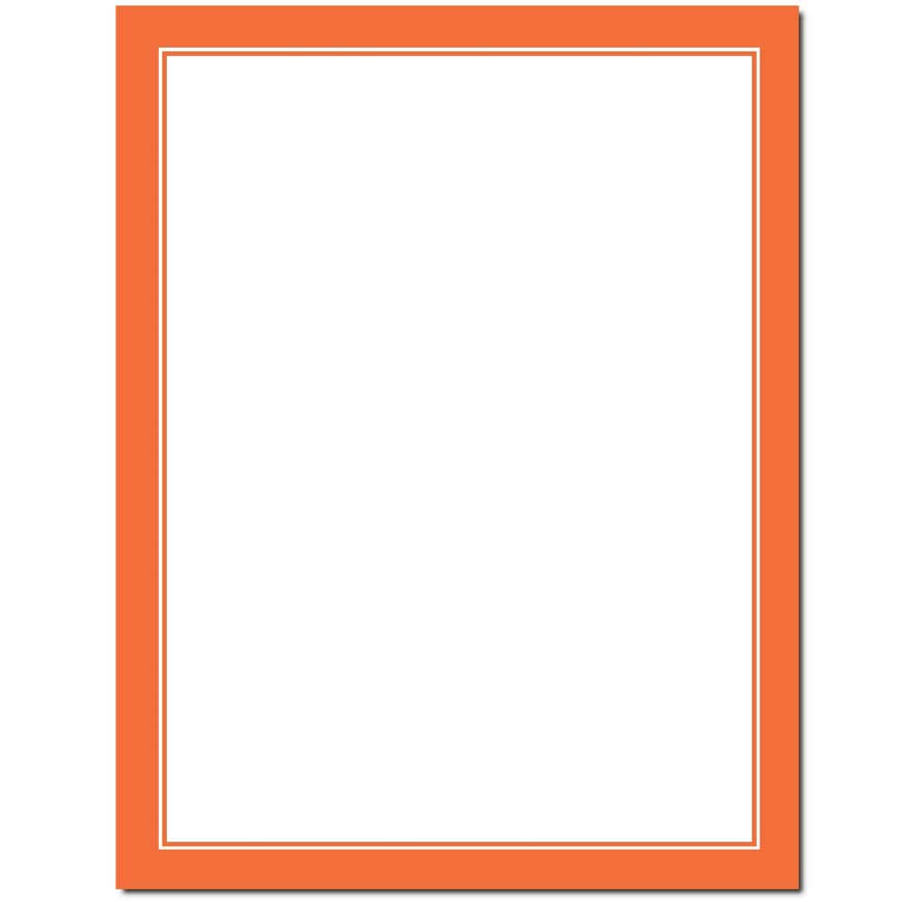 Premium Orange Border Letterhead Paper - 100 Sheets for Laser & Inkjet Printers | Professional Business Stationery for Office Documents, Resumes & Formal Correspondence