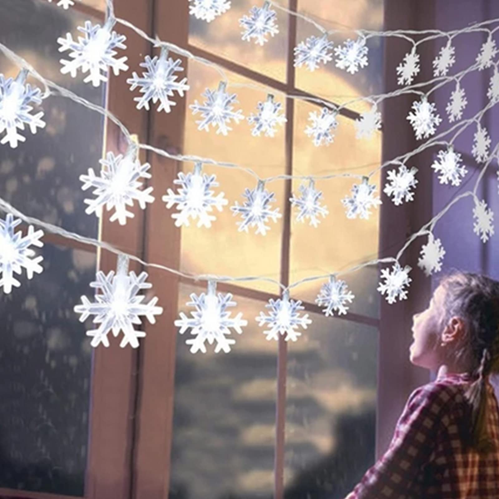 40 LED 16 FT Christmas Snowflake String Lights - Waterproof Outdoor/Indoor Decorative Lights for Lawn, Patio, Garden, Halloween, Christmas & New Year Decorations | Perfect for Holiday Parties, Home Decor & Landscape Lighting