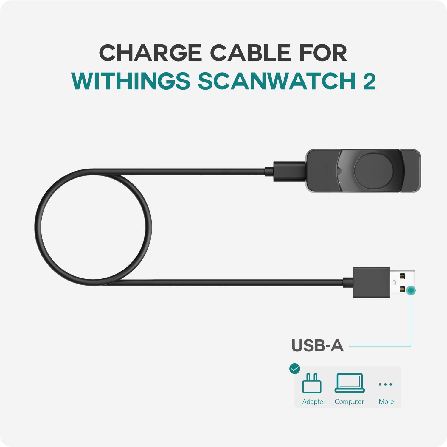 TUSITA USB Charger Cable for Withings Scanwatch 2 & Scanwatch Light | 3.3ft/1M Magnetic Charging Cord | Perfect for Home, Office & Travel Use