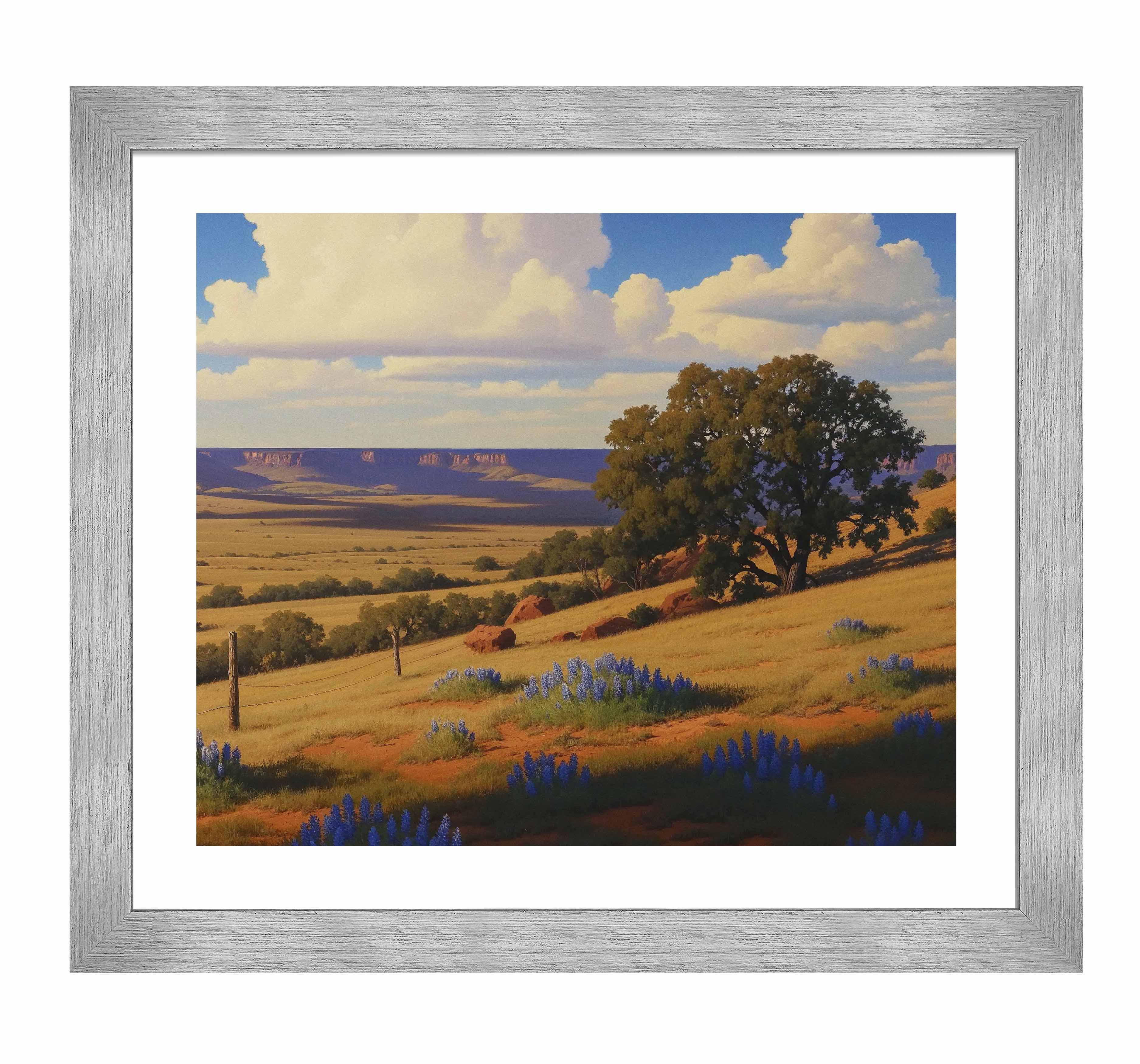Bluebonnet Ranch Art Prints - Premium Texas Landscape Wall Decor for Home & Office | Perfect for Living Room, Bedroom & Office Decor